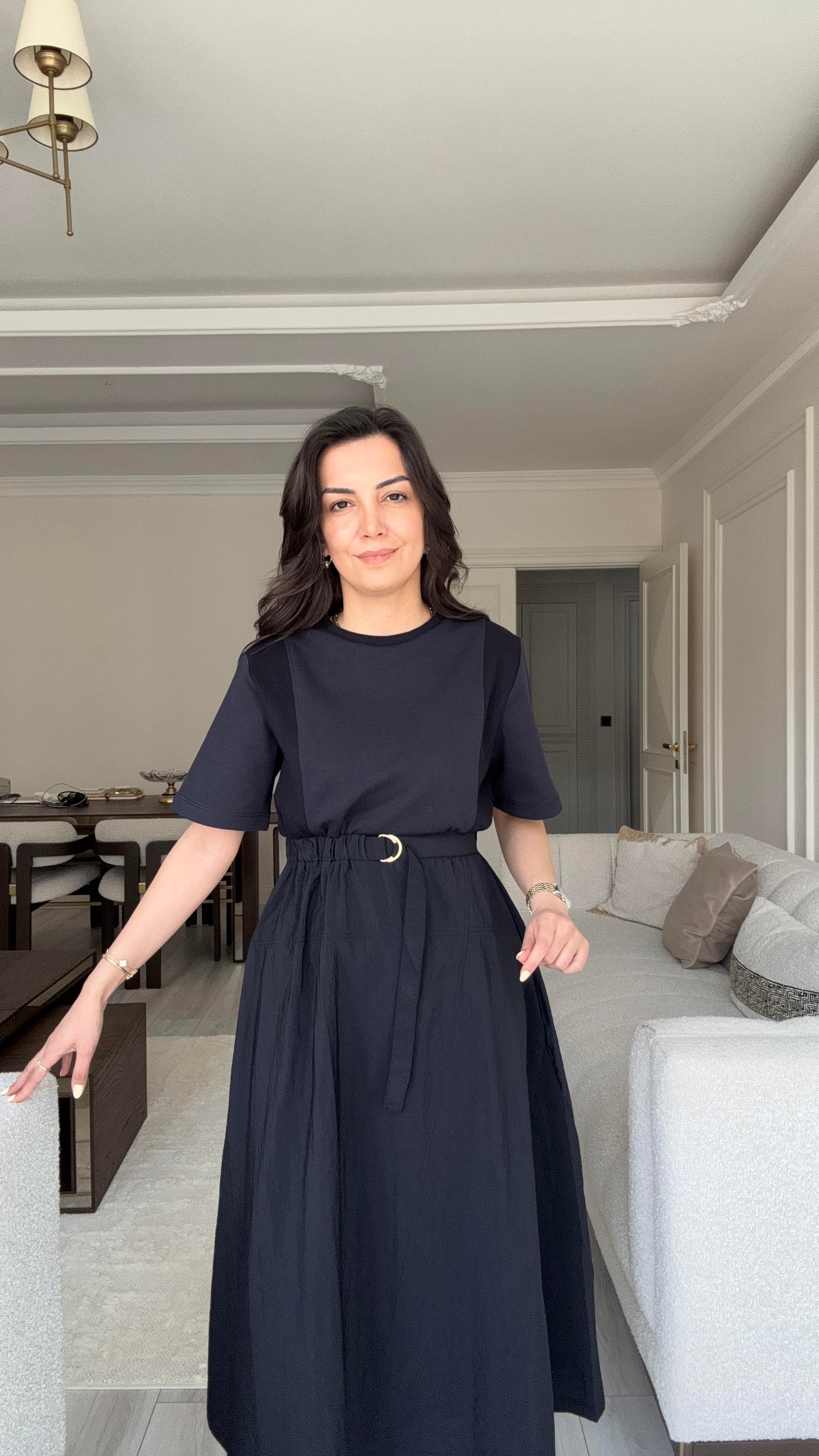 Kemer Detayı Midi Elbise - Laci