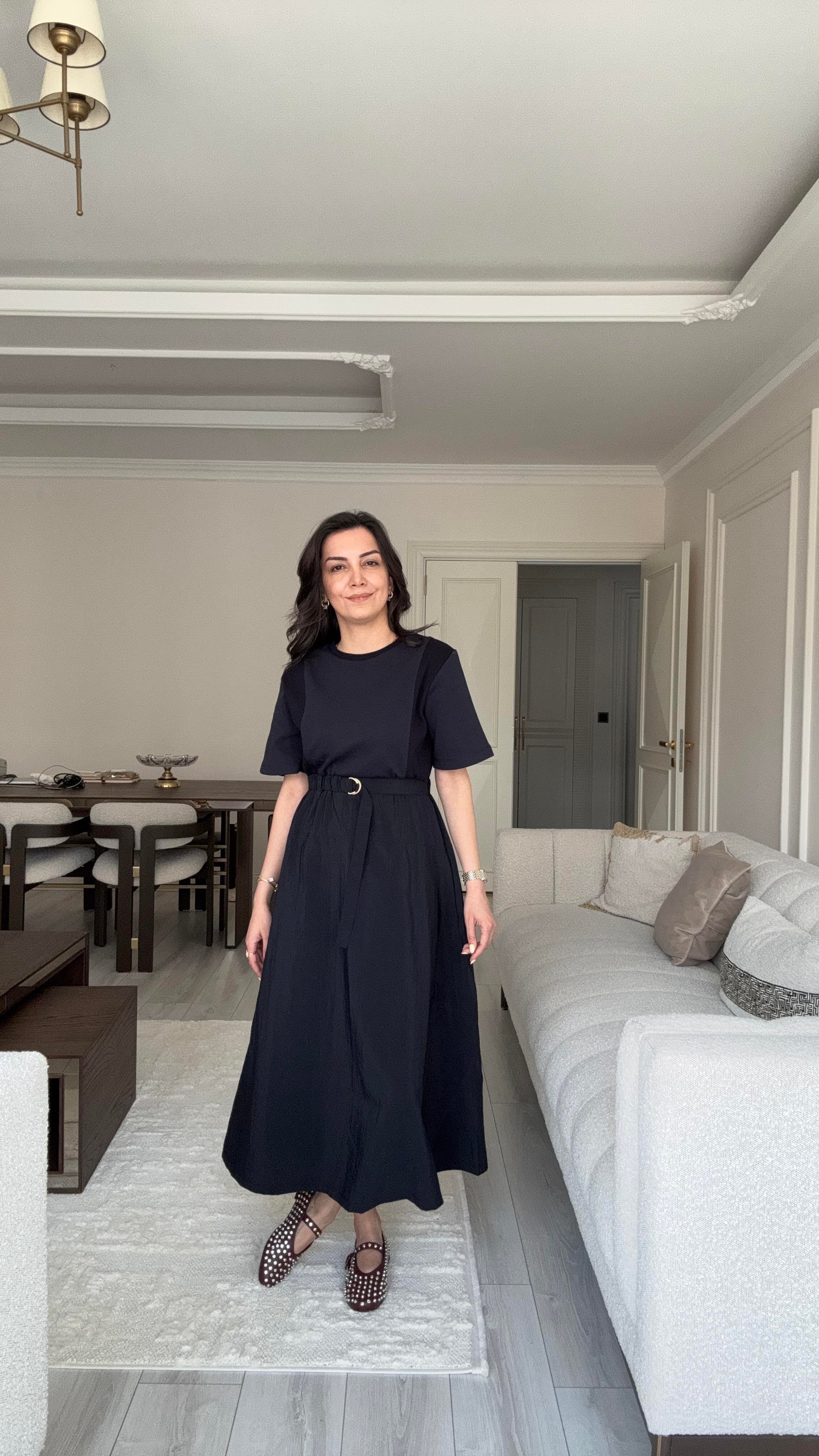 Kemer Detayı Midi Elbise - Laci