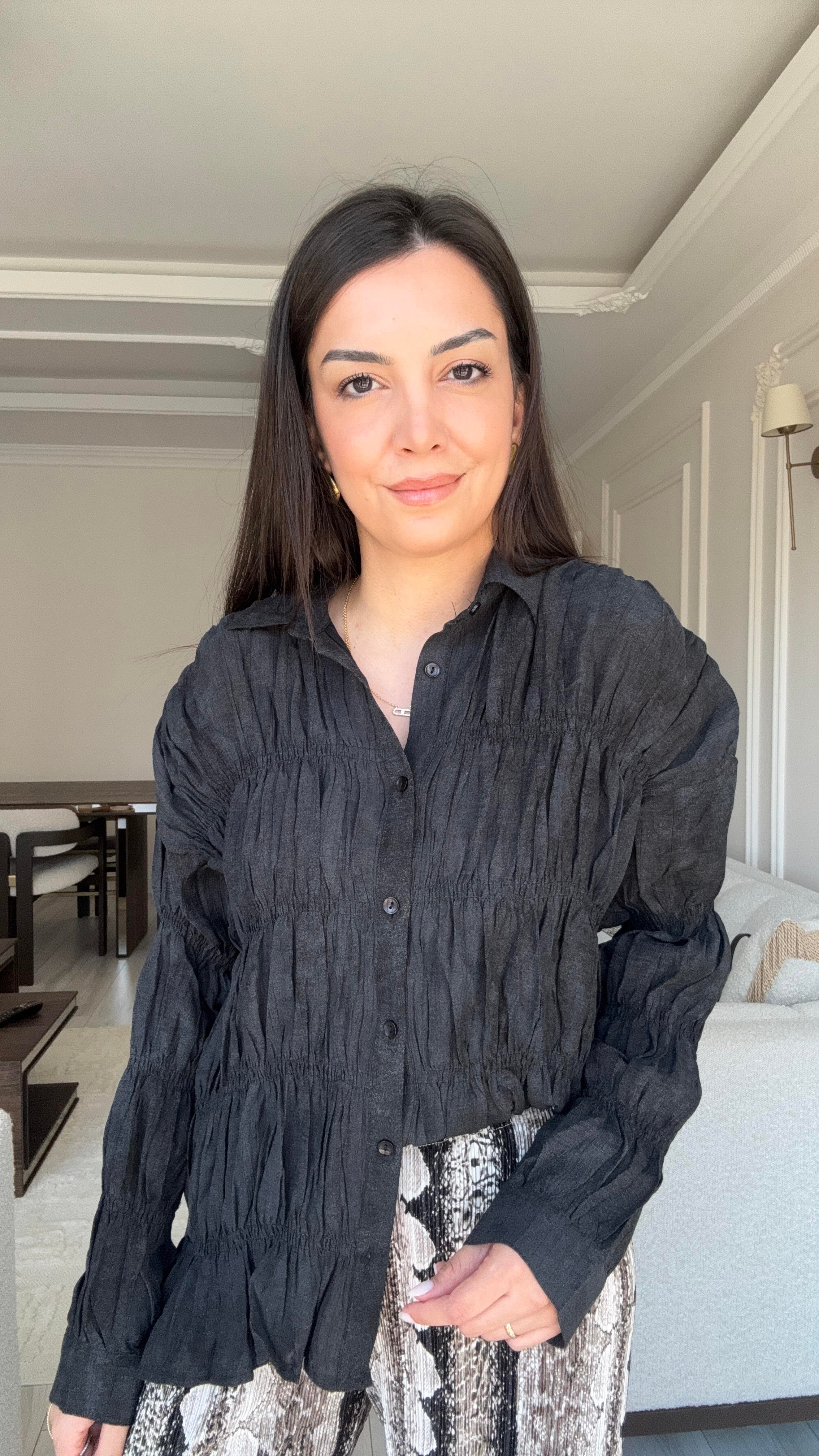 Massi Siyah Bürümcük Gömlek