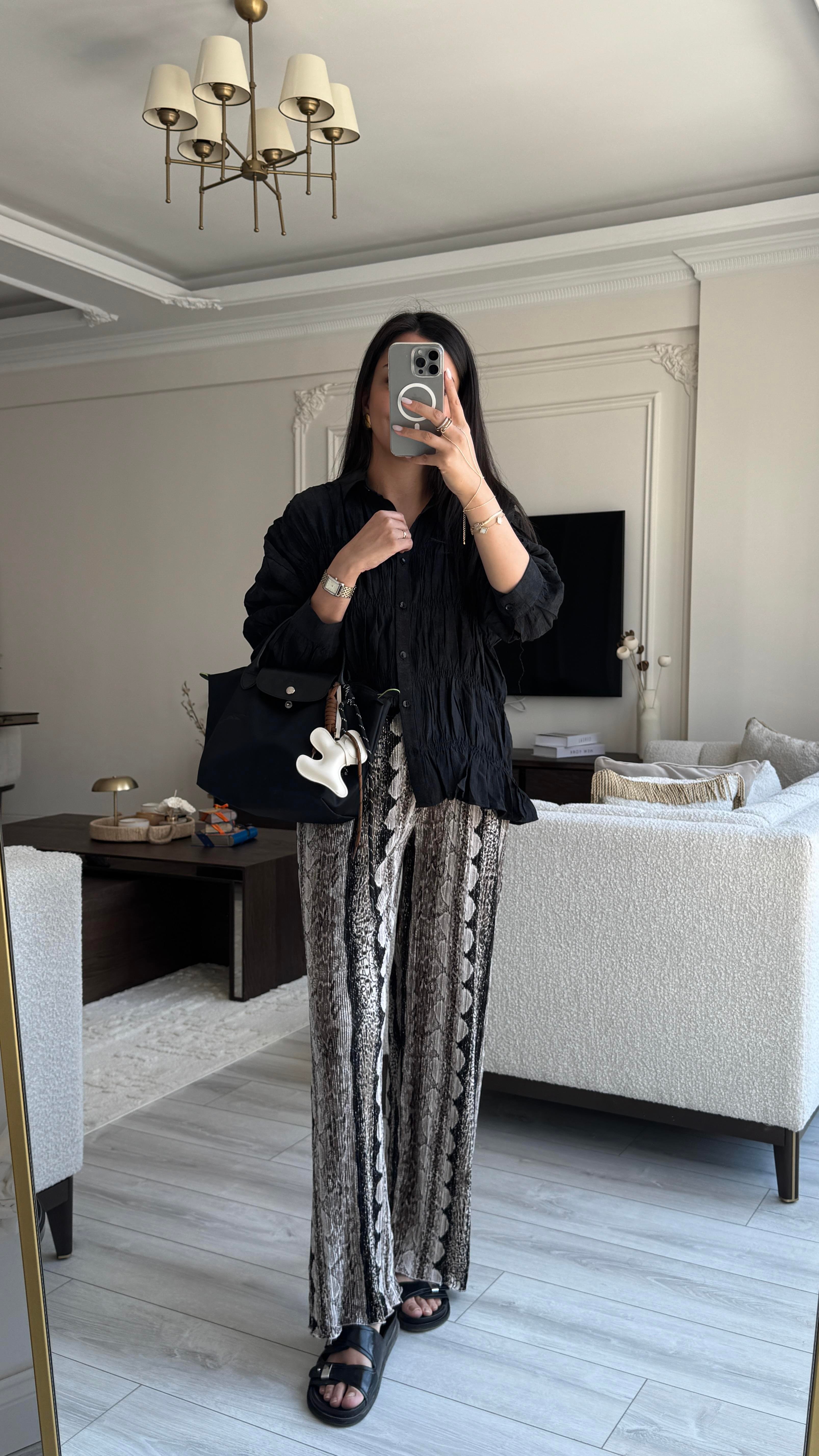 Massi Siyah Bürümcük Gömlek