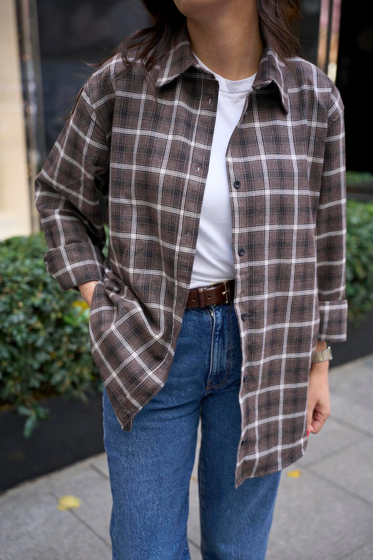 Oduncu Oversize Gömlek - Kahve 