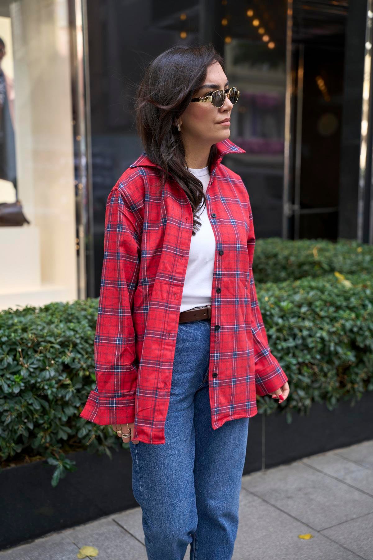 Oduncu Oversize Gömlek - Kırmızı