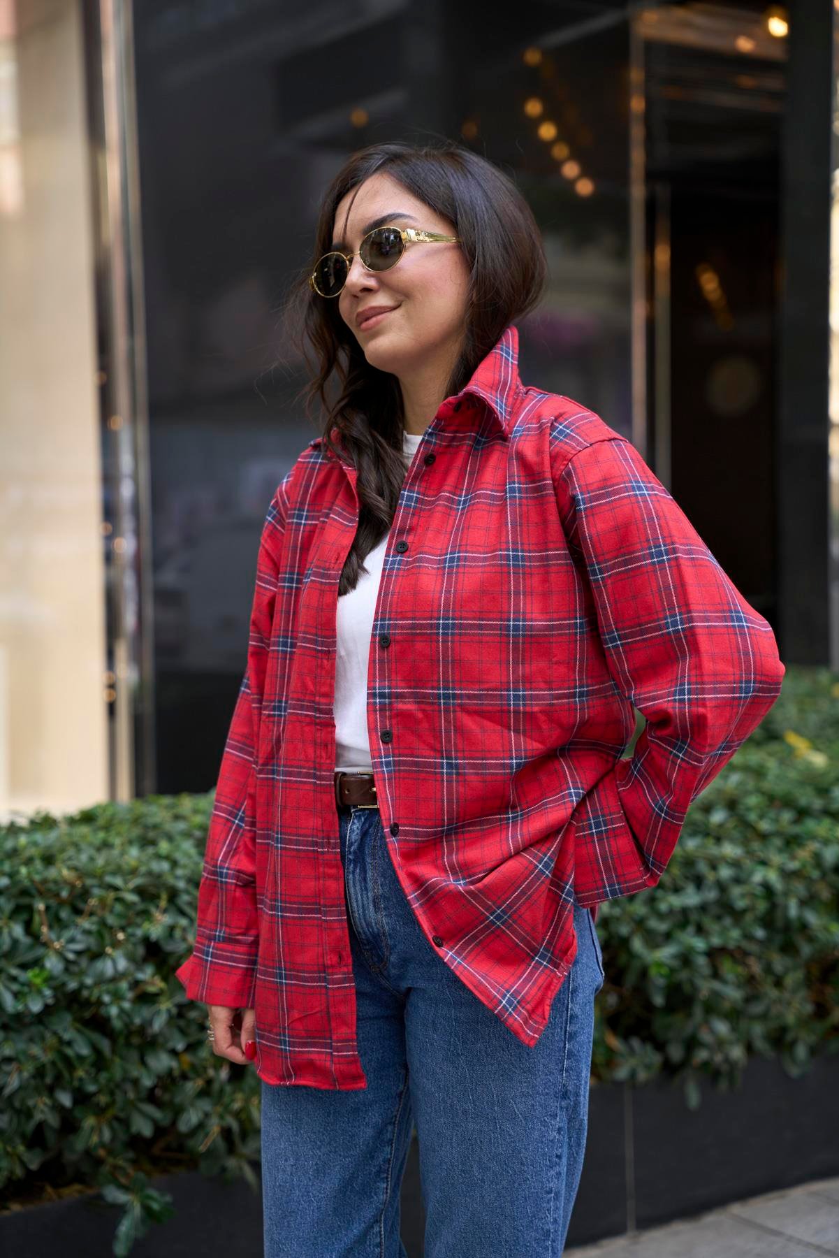 Oduncu Oversize Gömlek - Kırmızı