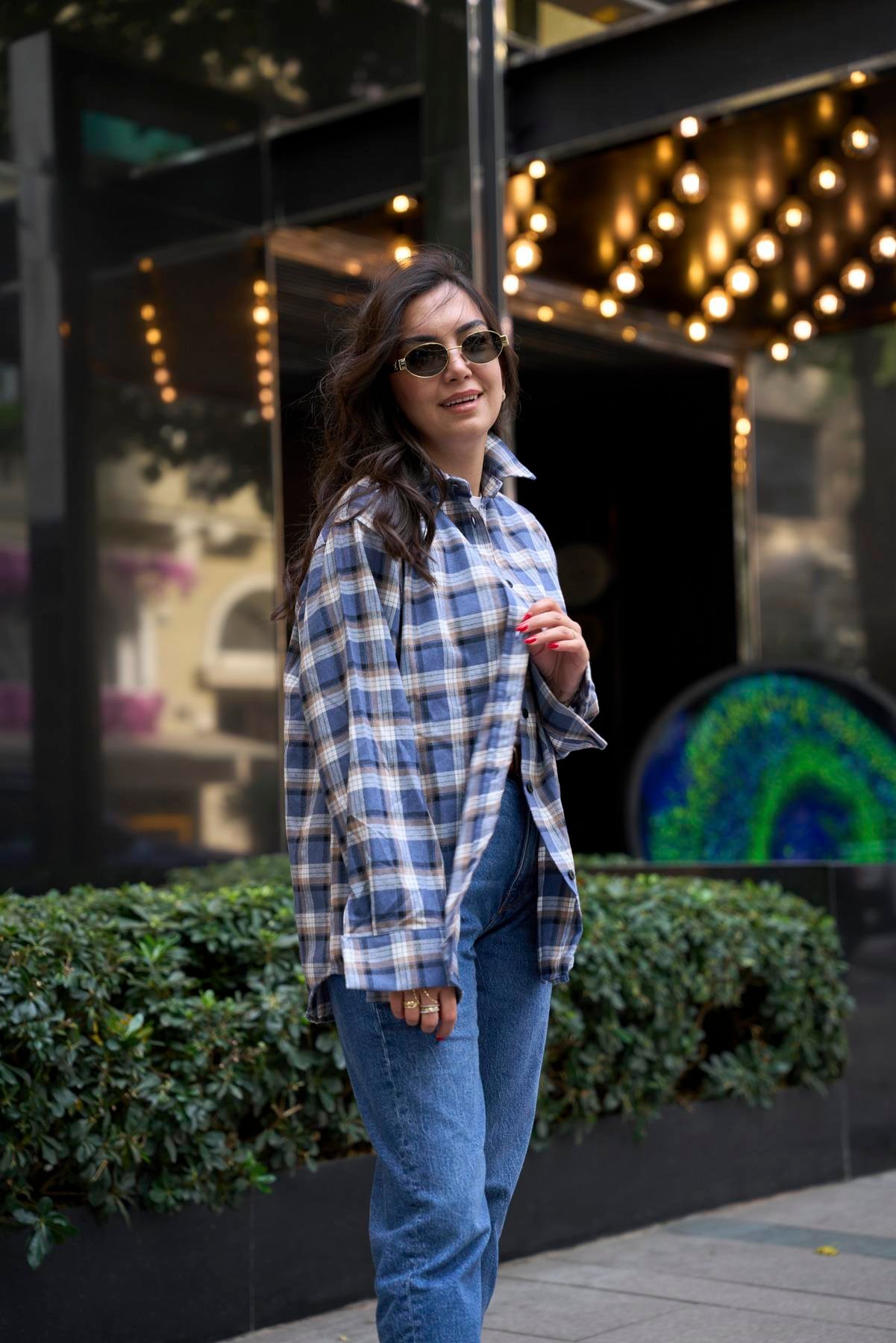 Oduncu Oversize Gömlek - Mavi