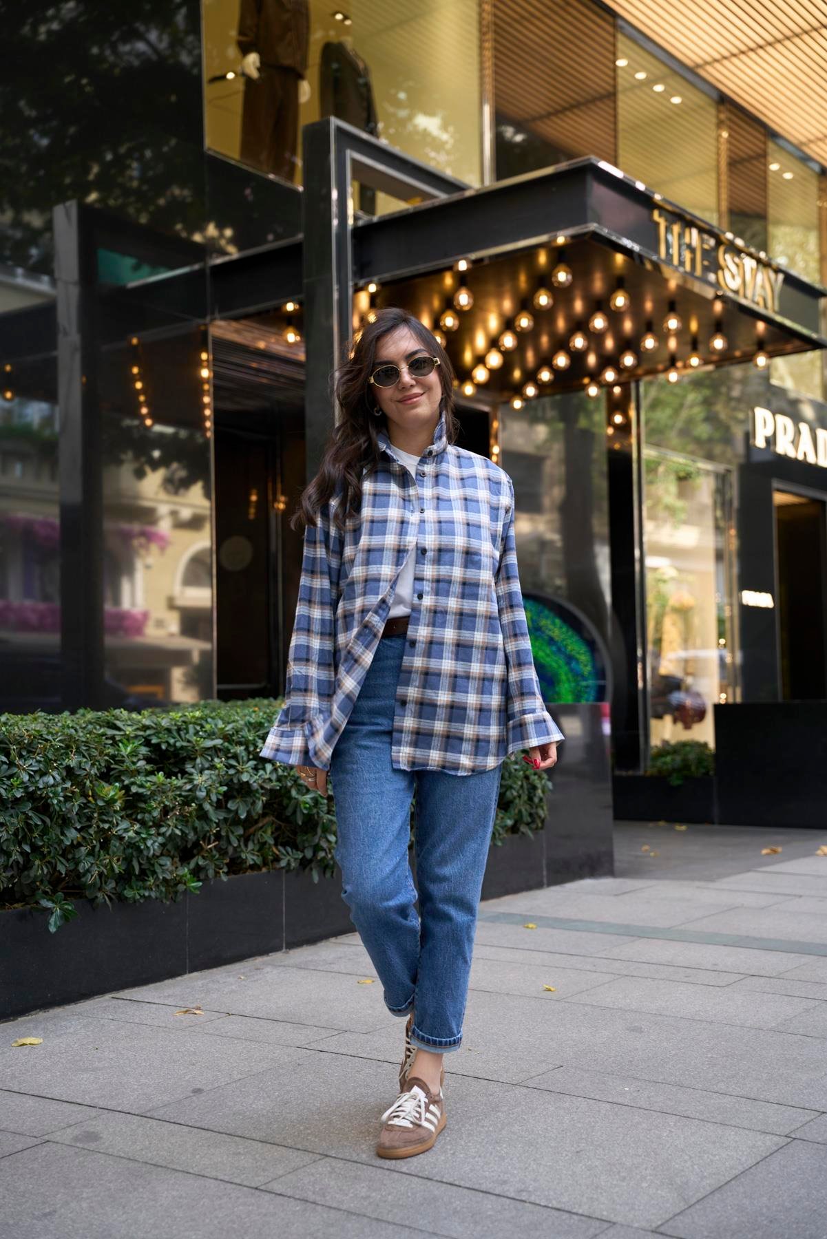 Oduncu Oversize Gömlek - Mavi