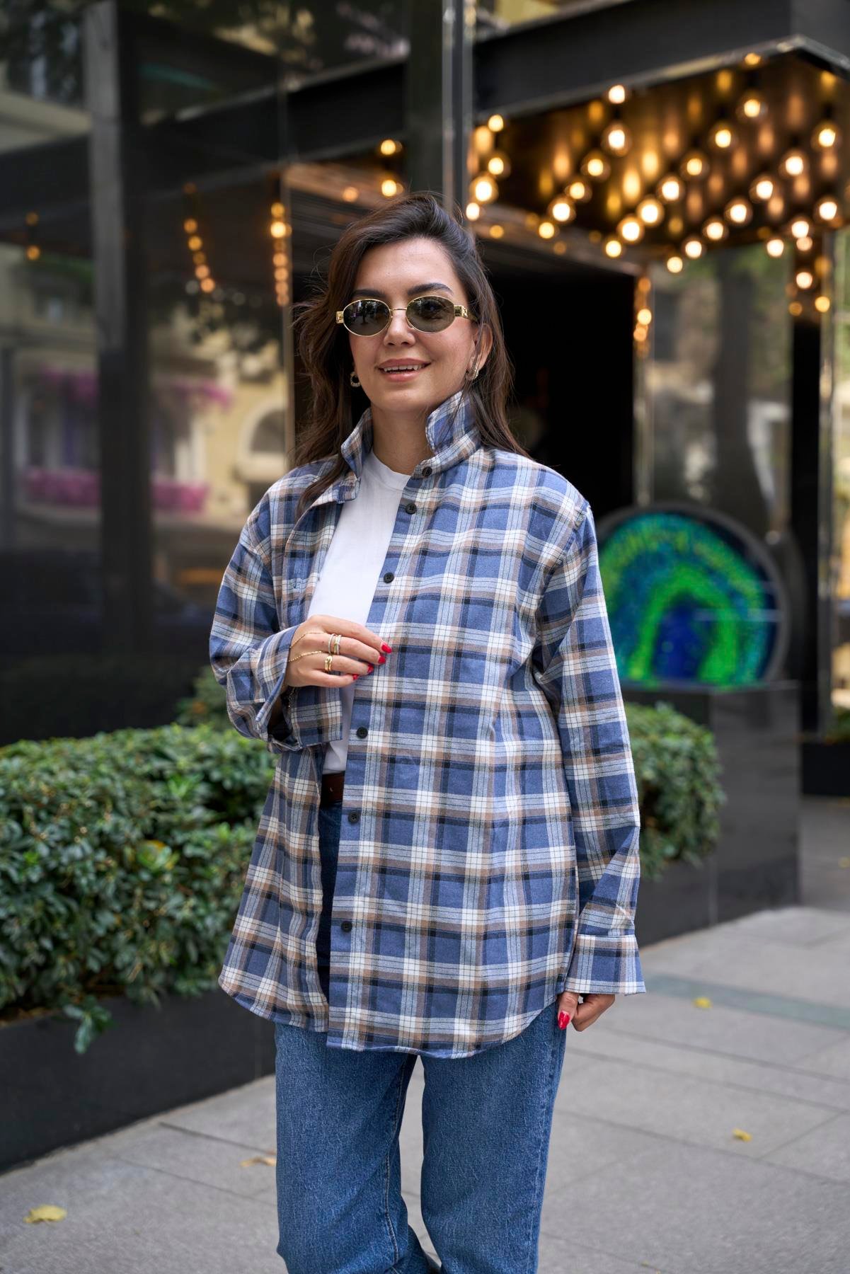 Oduncu Oversize Gömlek - Mavi