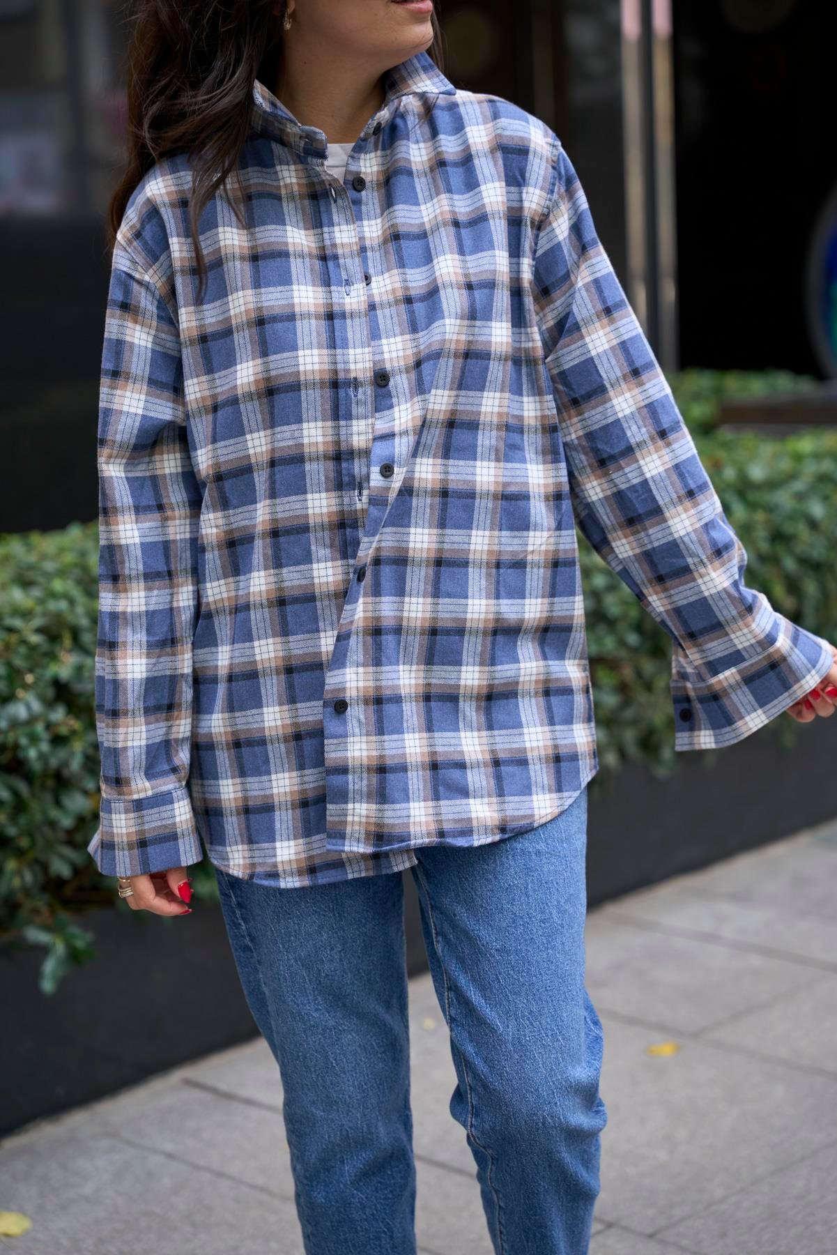 Oduncu Oversize Gömlek - Mavi