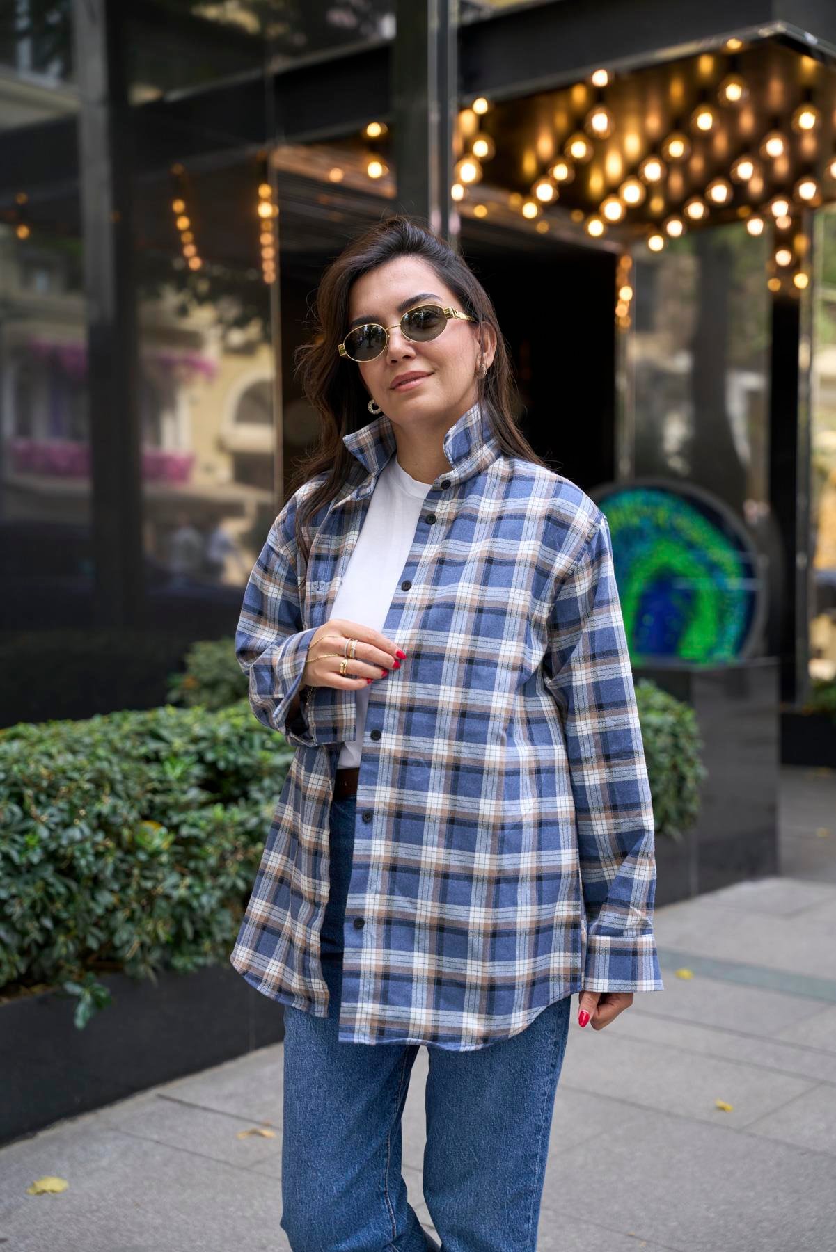 Oduncu Oversize Gömlek - Mavi