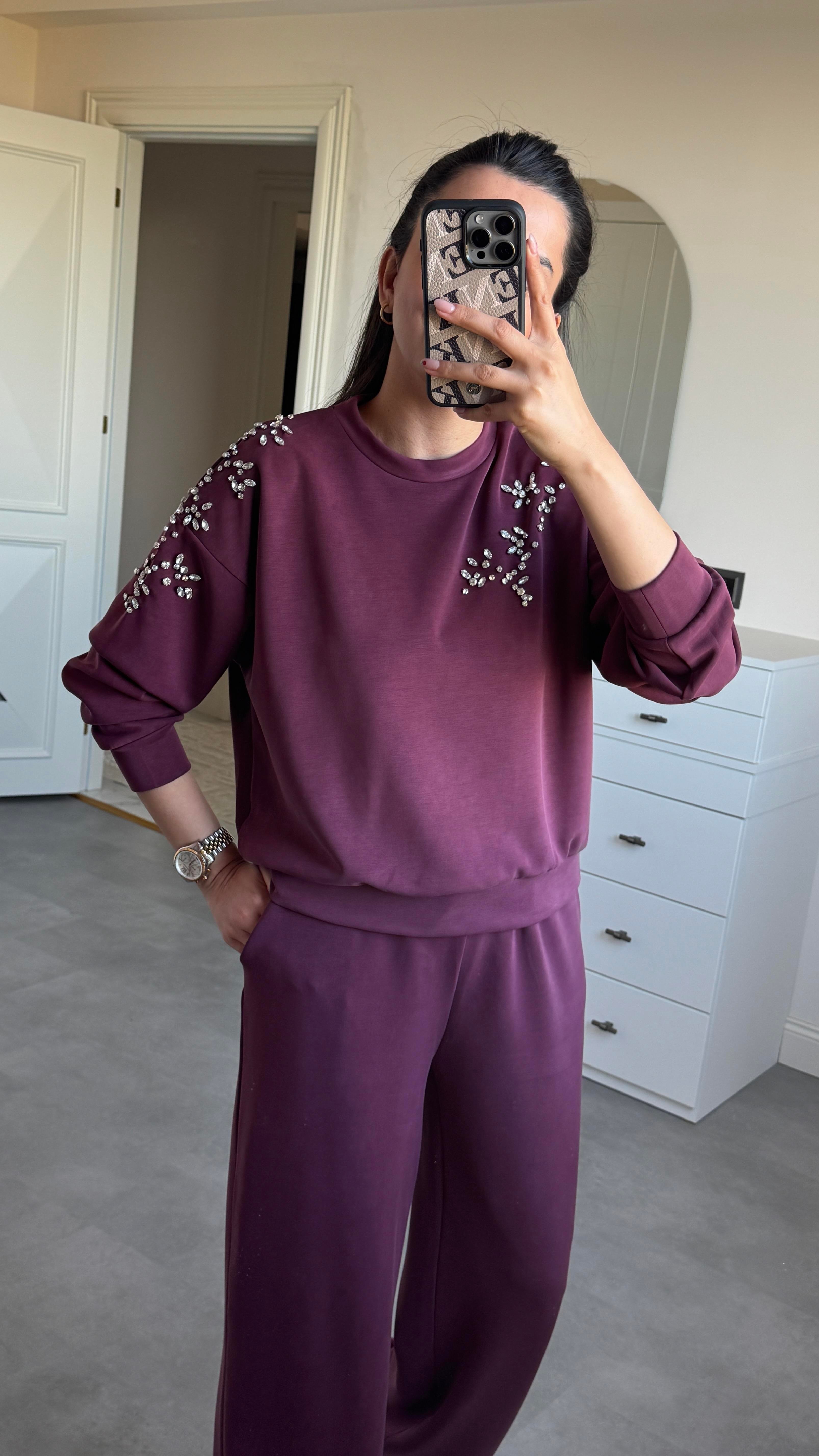 Omzu Taşlı Bordo Takım 