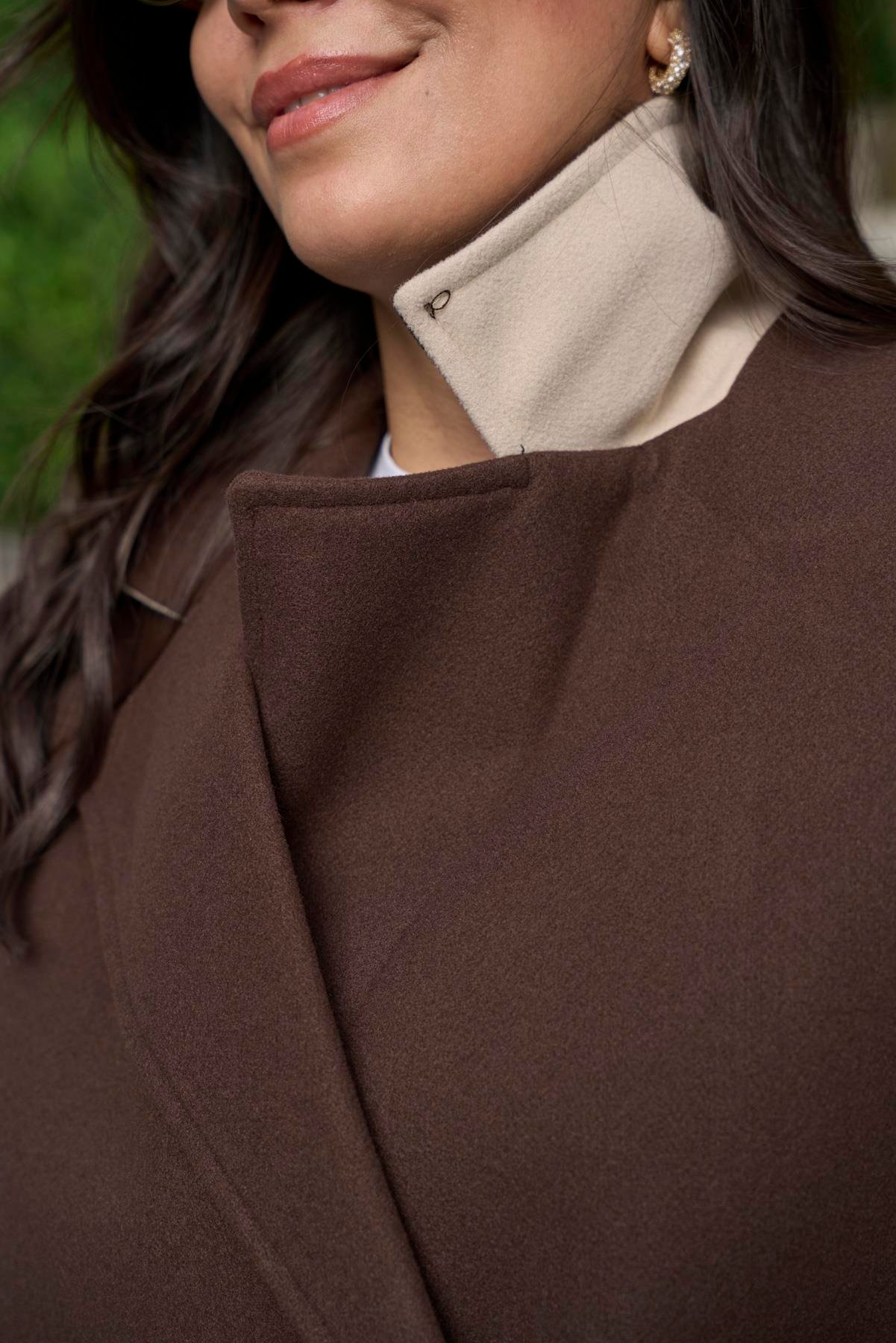 Oversize Kaşe Palto - Kahverengi