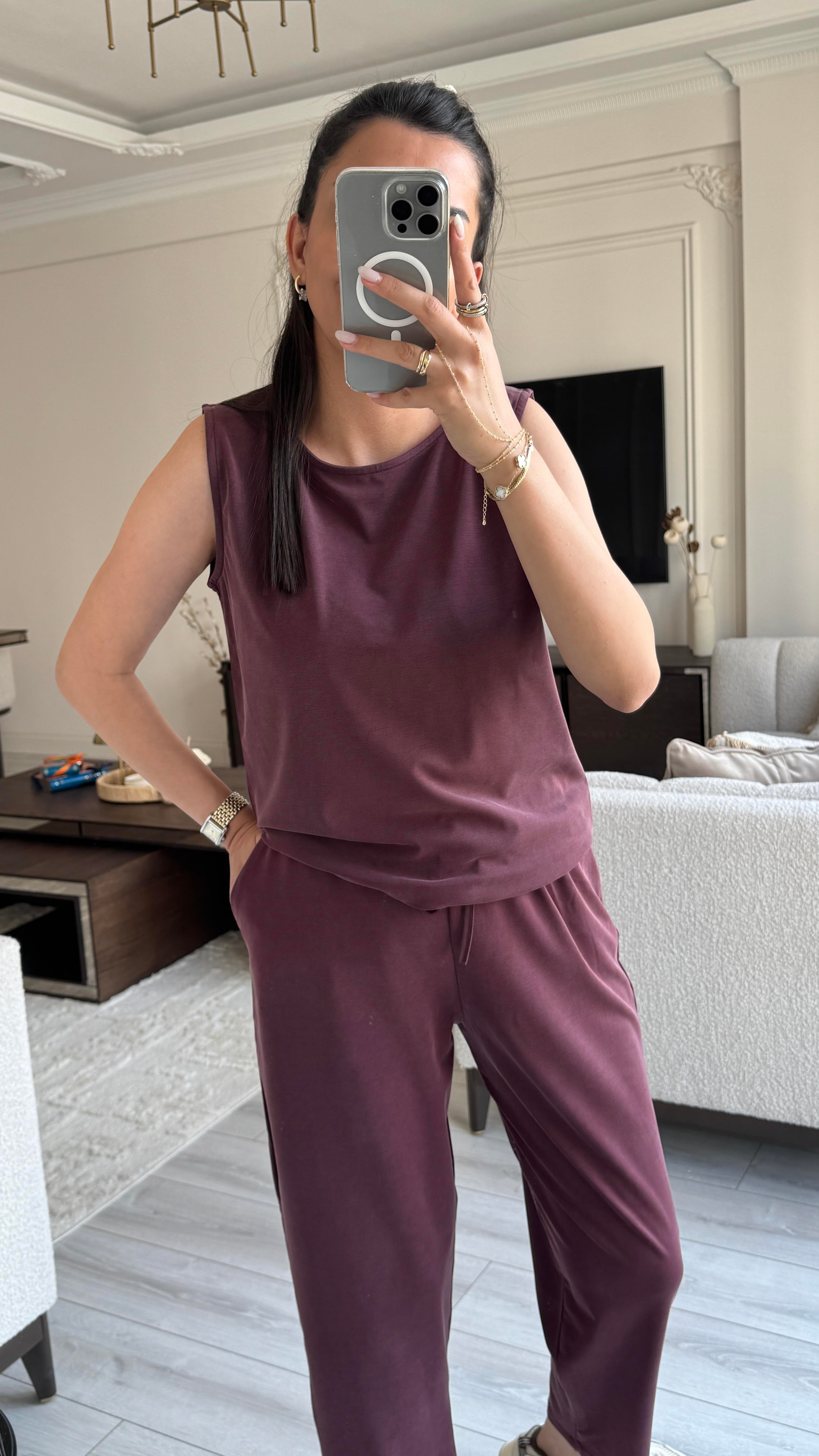 Oysh Sıfır Kol Takım - Bordo