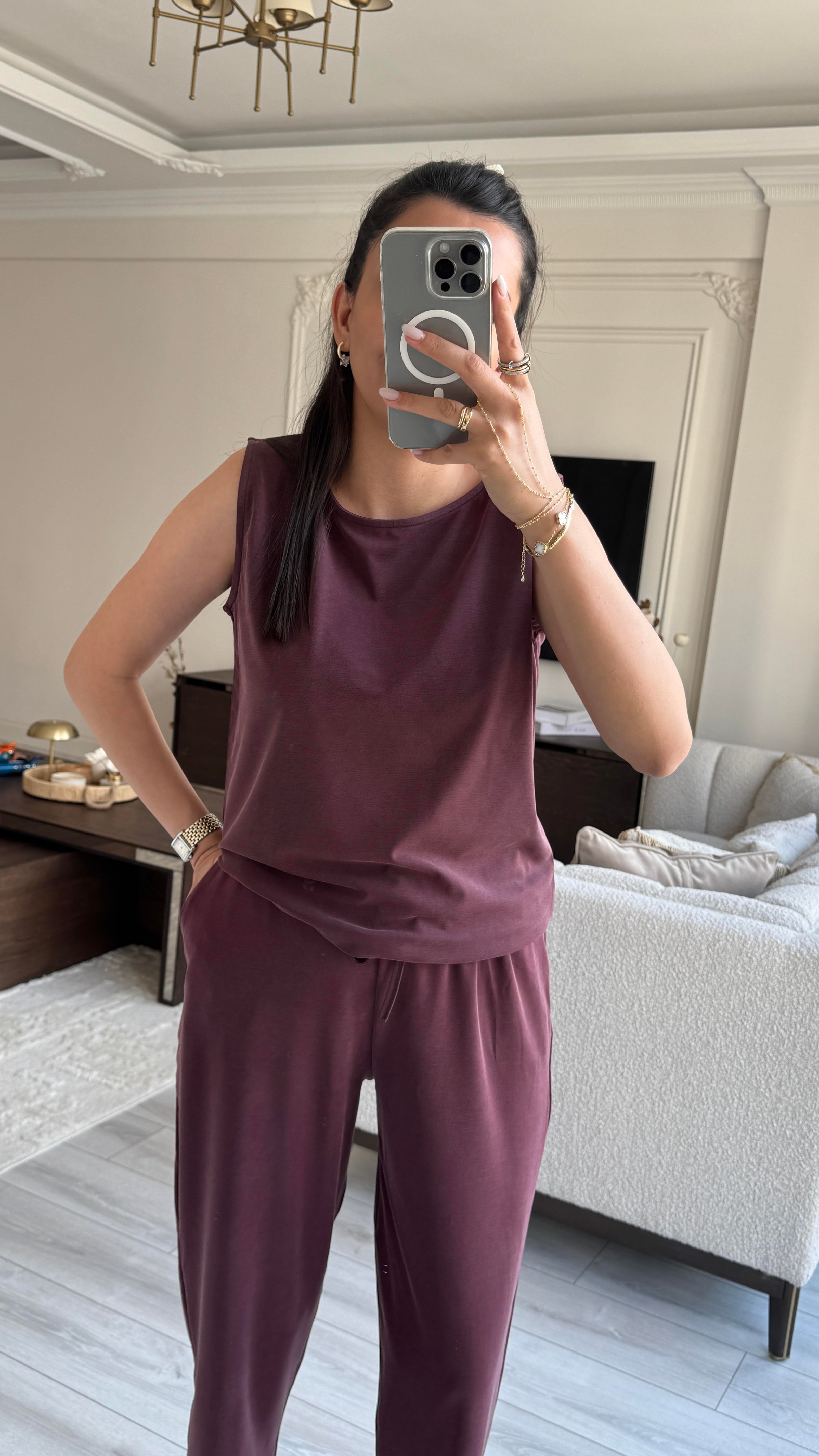 Oysh Sıfır Kol Takım - Bordo