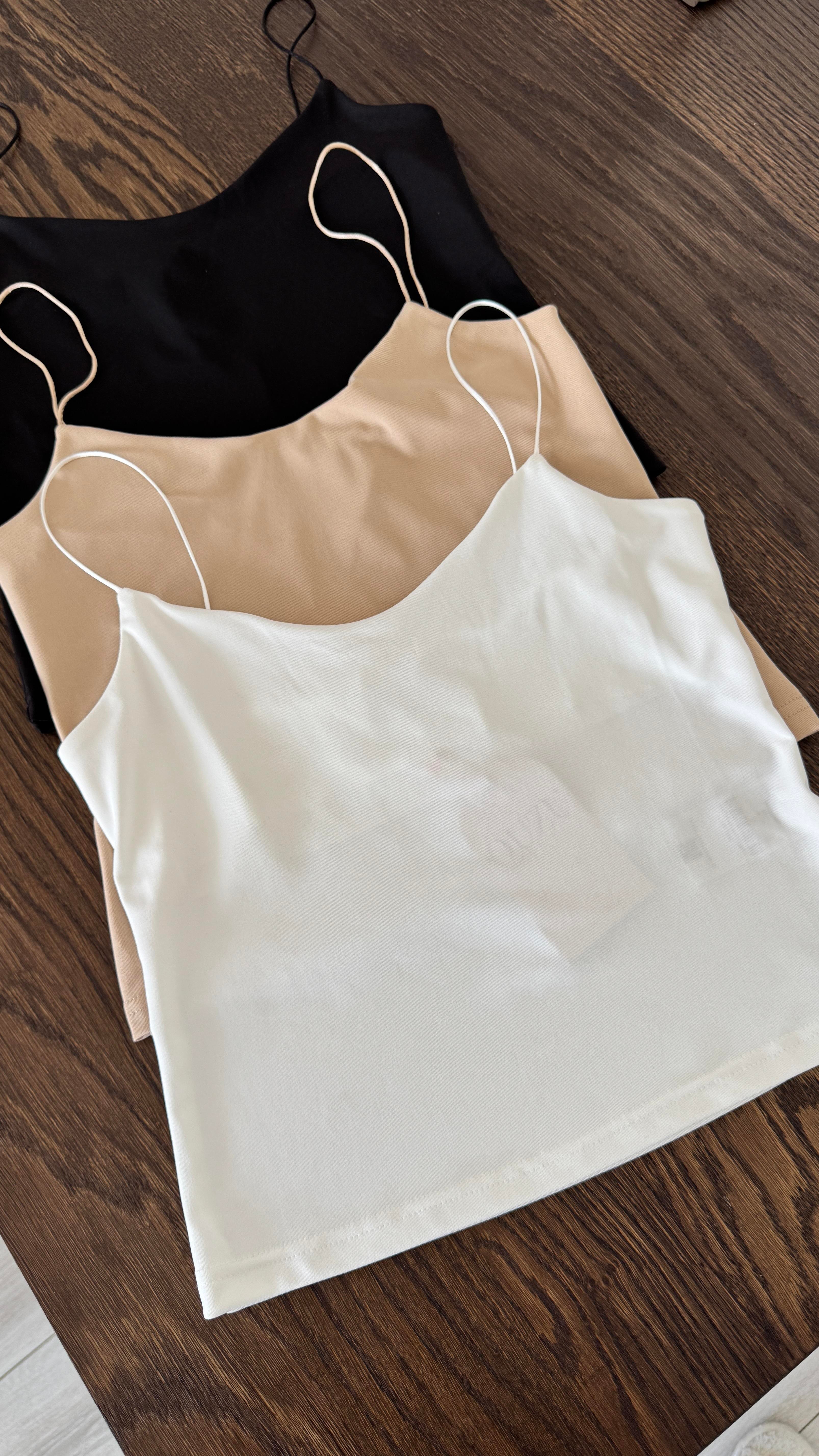 Saten Askılı Atlet - Bej 