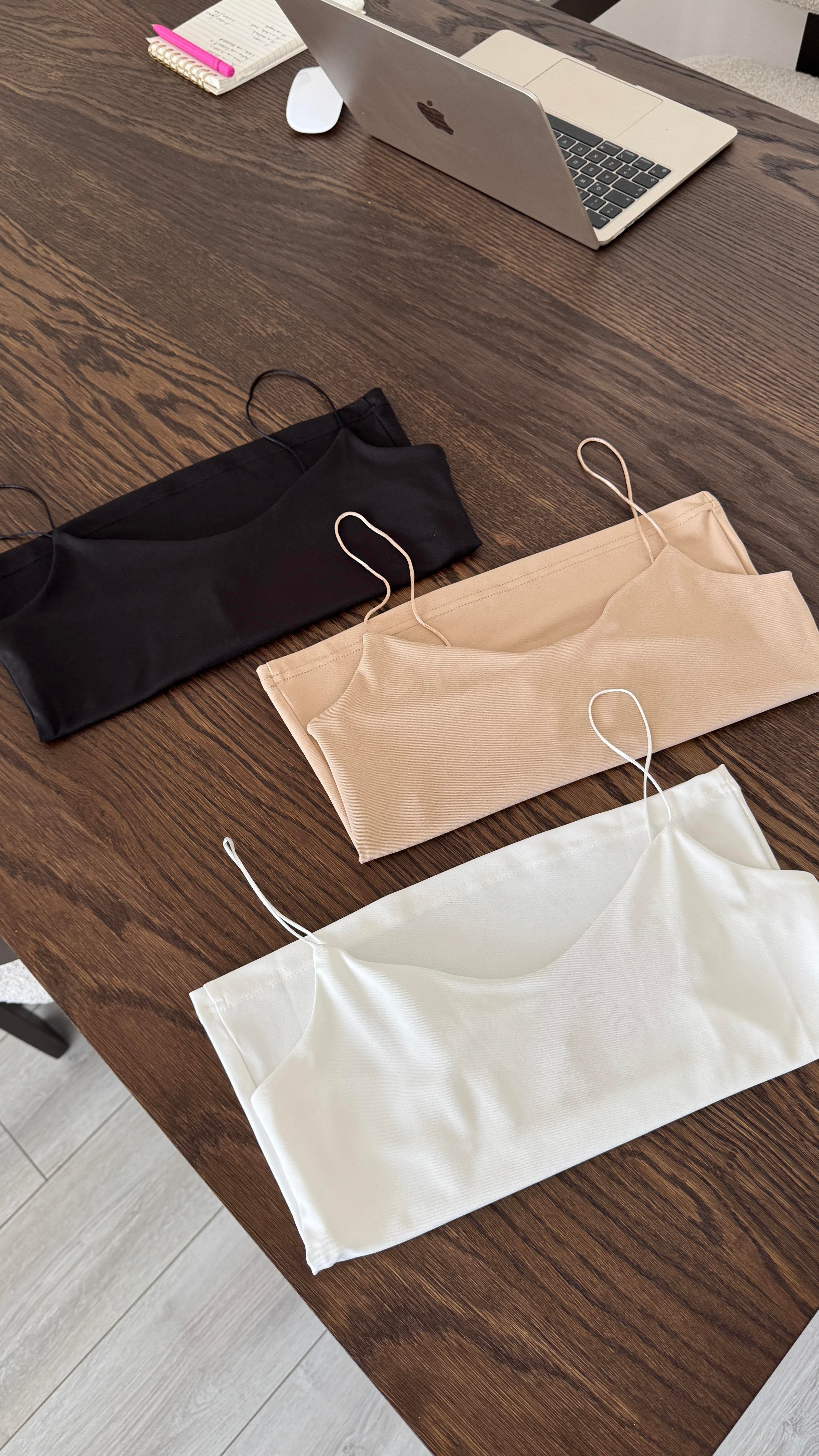 Saten Askılı Atlet - Bej 