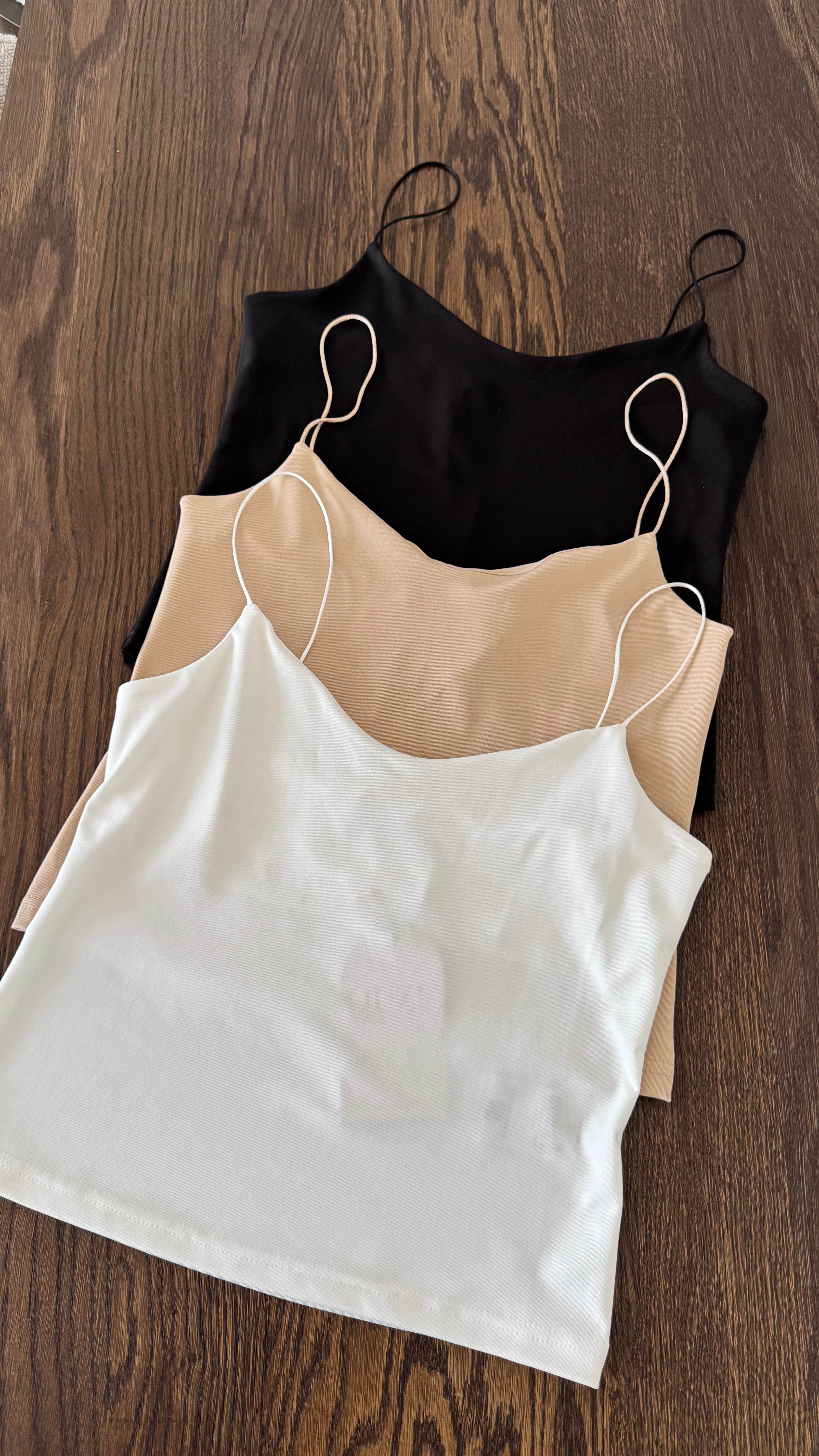 Saten Askılı Atlet - Bej 