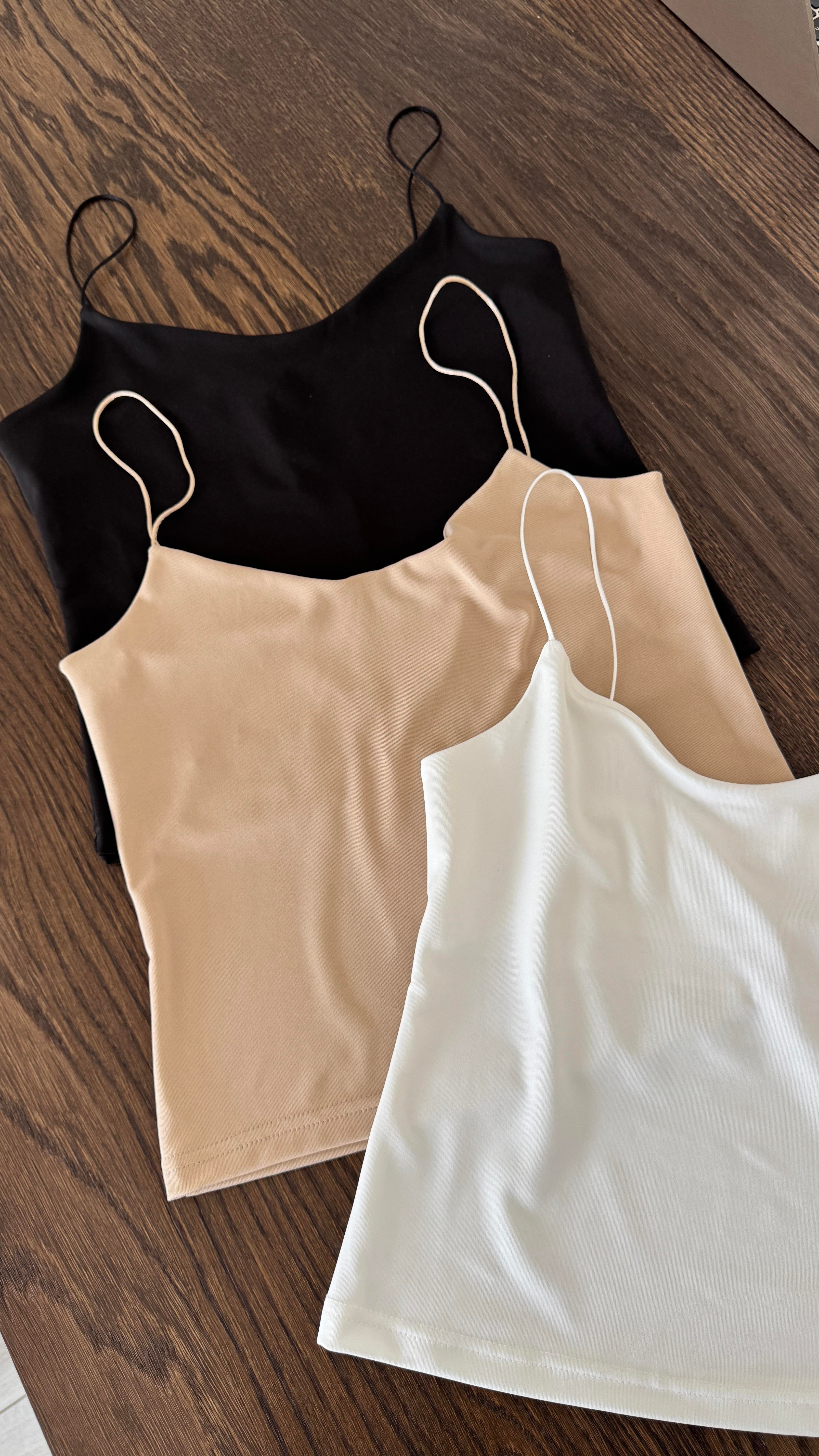 Saten Askılı Atlet - Siyah