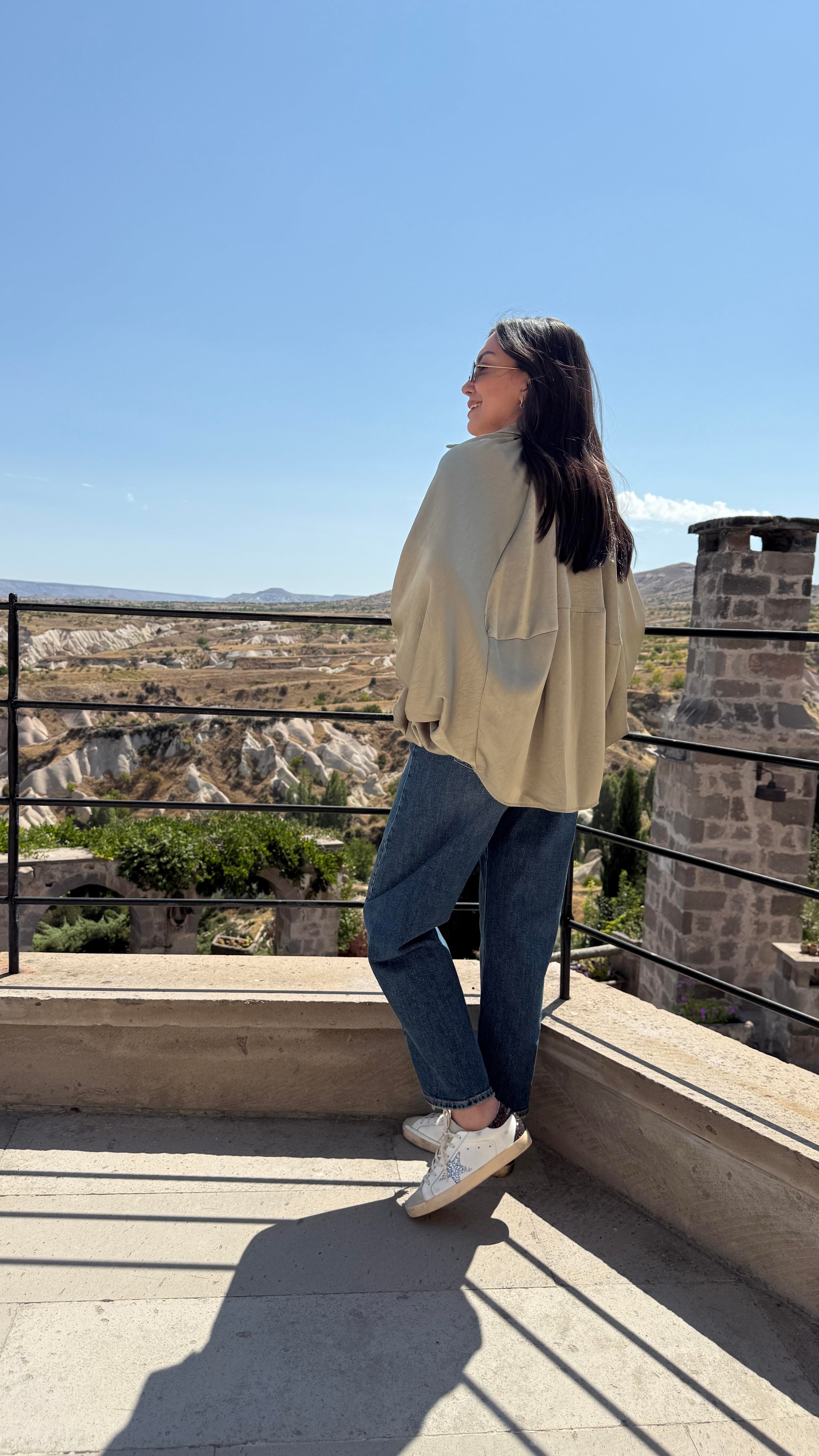 Saten Bomber Ceket - Haki 