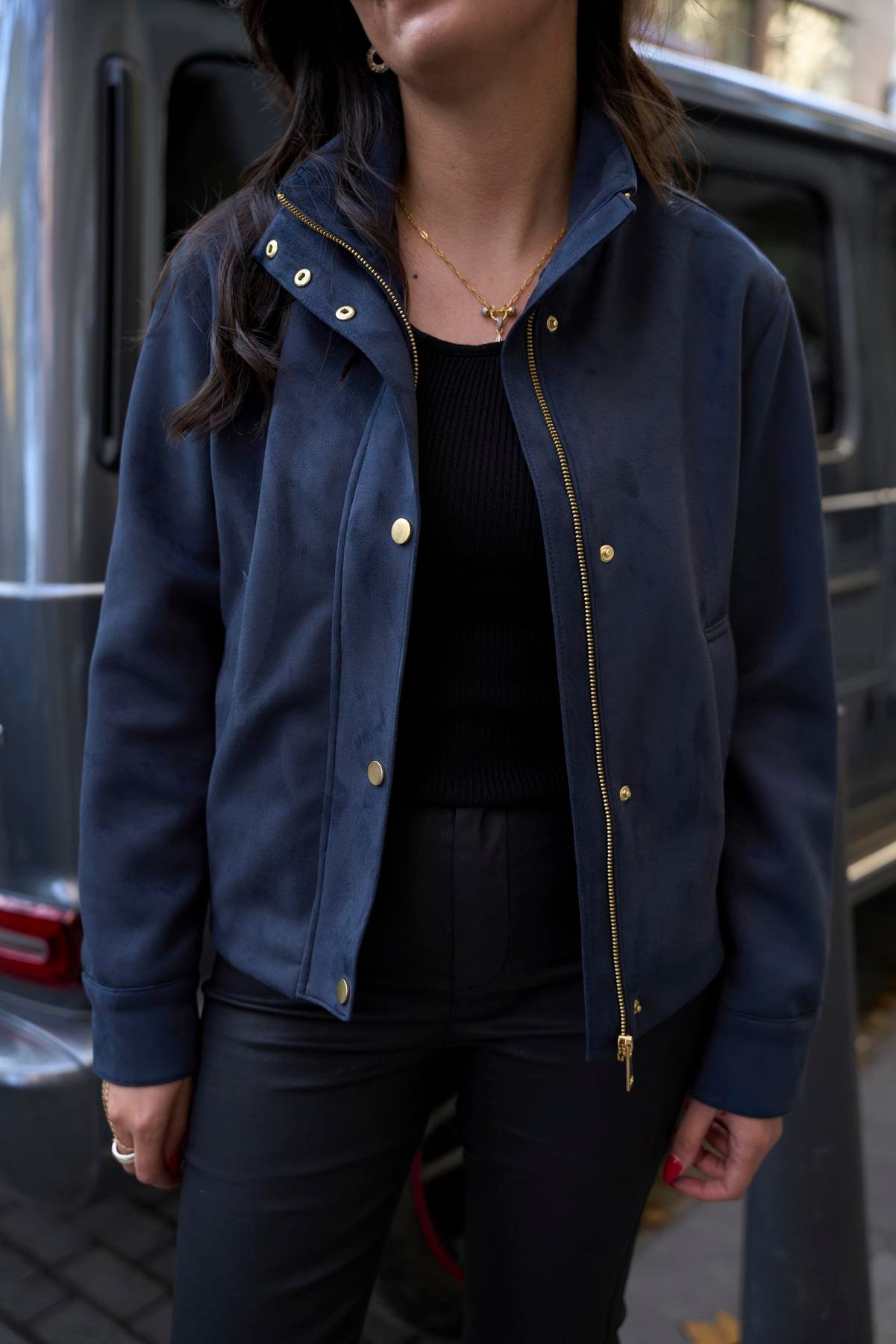 Süet Bomber Ceket  - Lacivert 