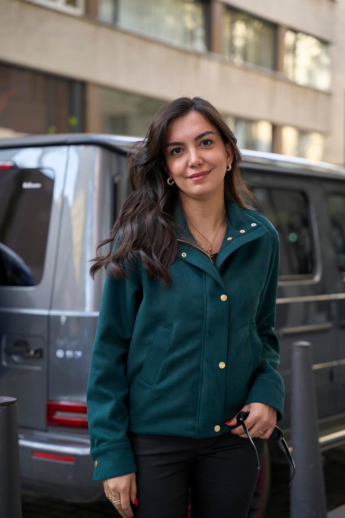 Süet Bomber Ceket  - Yeşil 