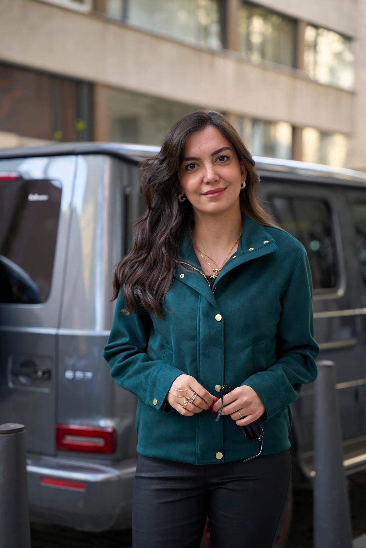 Süet Bomber Ceket  - Yeşil 