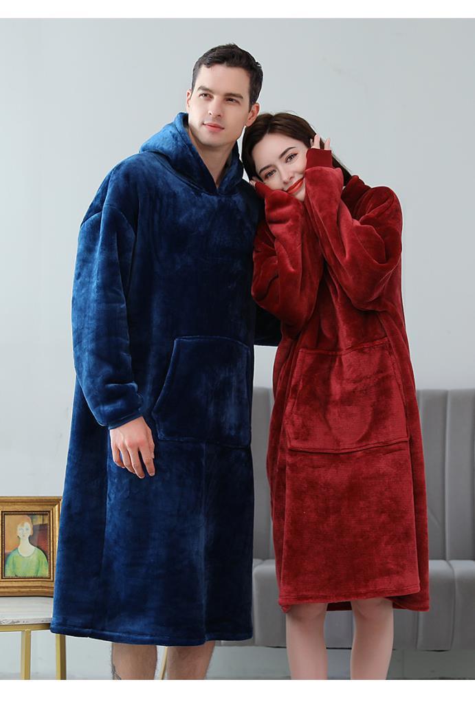 2 Li Wellsoft Kapşonlu Giyilebilir Tv Battaniyesi unisex Over size