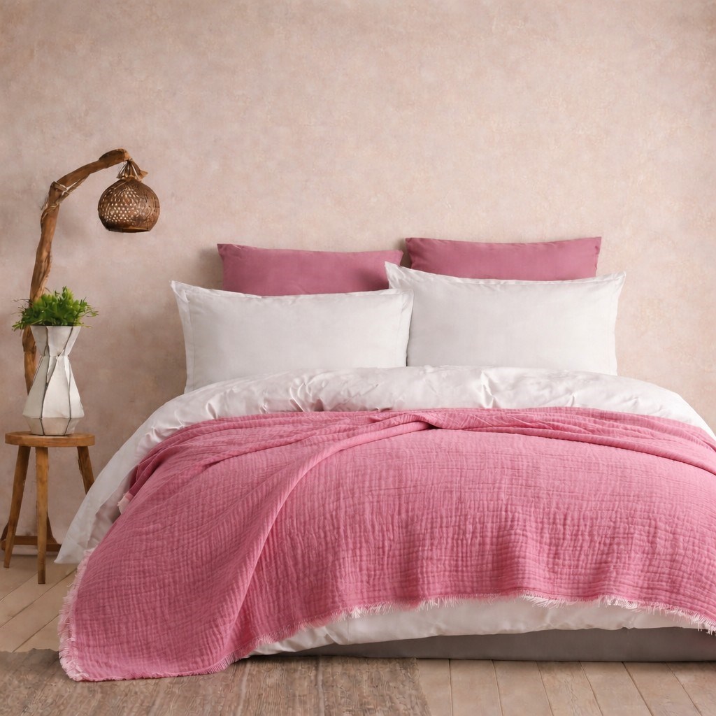 Müslin Pike Çift Kişilik I Battal Boy  – %100 Pamuklu, Nefes Alabilir, Yumuşak Dokulu Dört Mevsim Kullanım 240x260 cm