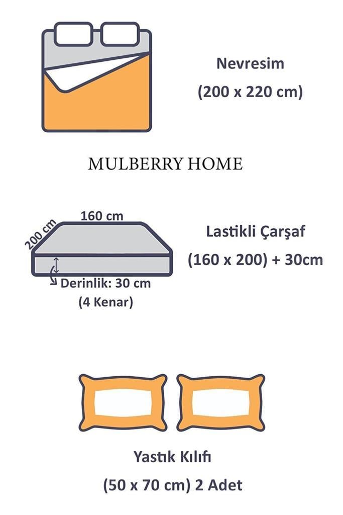 Dubbelsid Çift Taraflı Nevresim Takımı Çarşafı Lastikli 200*220 Siyah-Gri