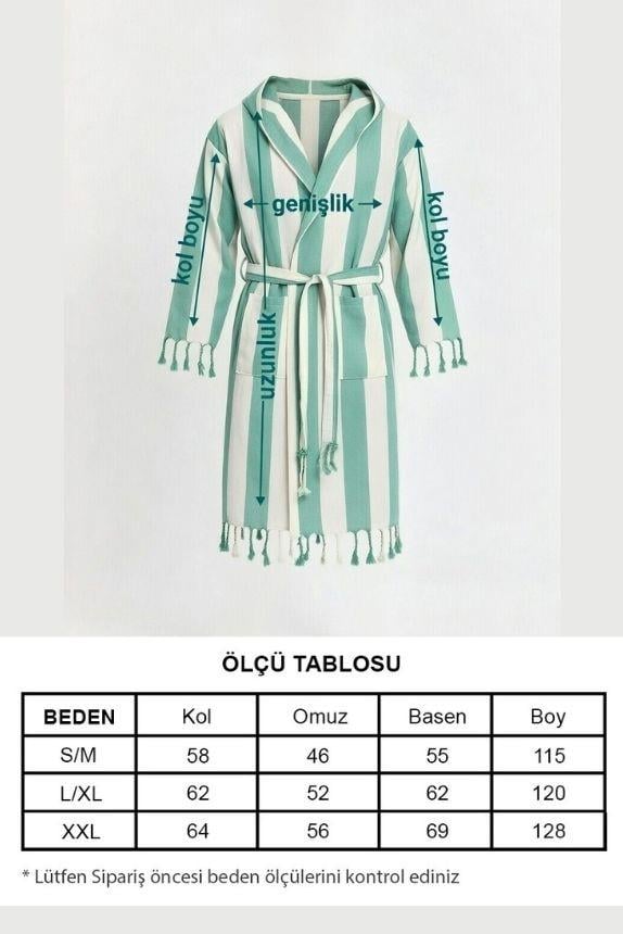 Erkek Striped Peştemal Bornoz %100 Pamuk Plaj Bornoz 