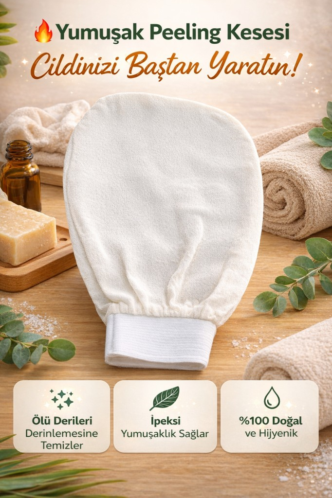 İpek Peeling Kesesi 2’li Set – %100 Doğal, Ölü Deri Temizleyici, 1 Alana 1 Bedava