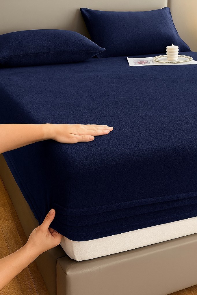 Kadife Kumaş Battal Çift Kişilik Fitted Lastikli Çarşaf Takımı 180x200+30 cm
