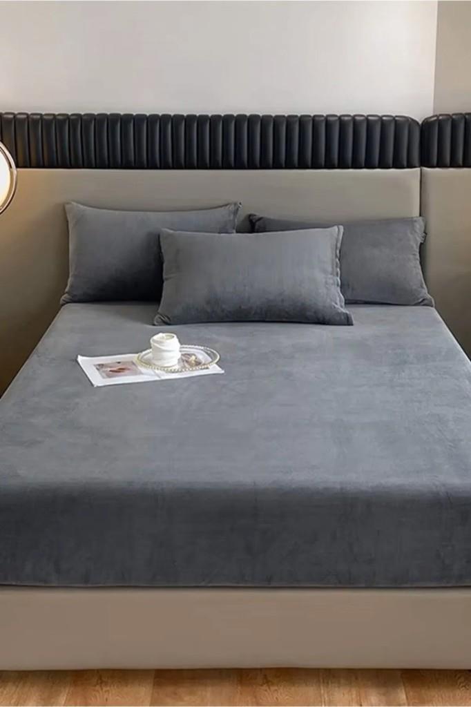 Kışlık Tek Kişilik Kadife Lastikli Çarşaf 100x200+30