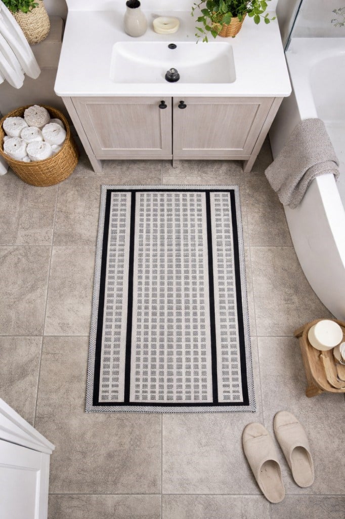 Modern Dokuma Desenli Kaymaz Taban Banyo Paspası 50x80 cm