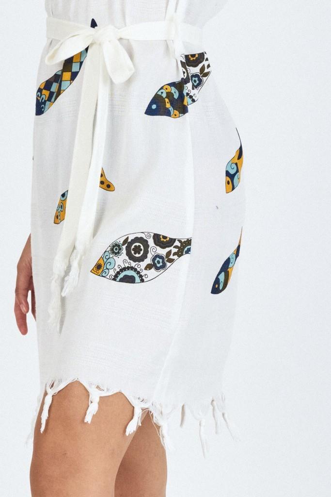 Samira Baskılı Bambu Plaj Elbisesi Pareo Havlu