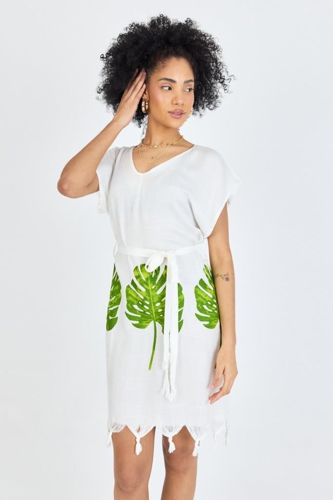 Samira Baskılı Bambu Plaj Elbisesi Pareo Havlu