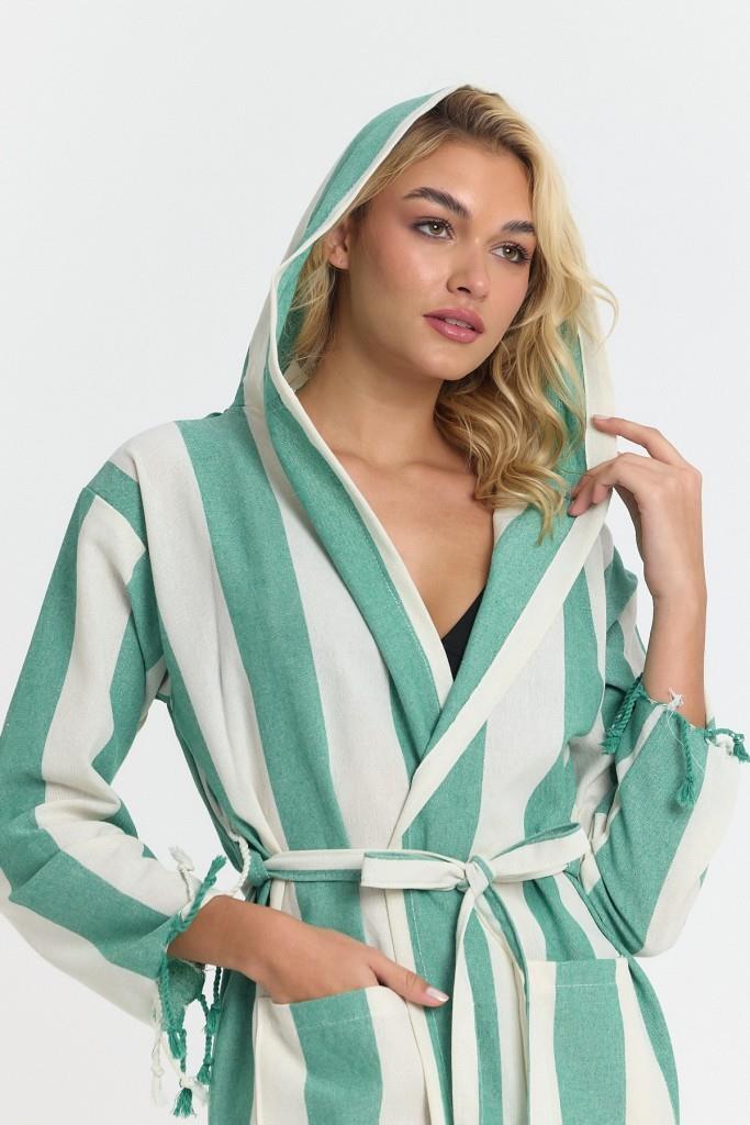 Striped Peştemal Bornoz Banyo ve Plaj Elbisesi