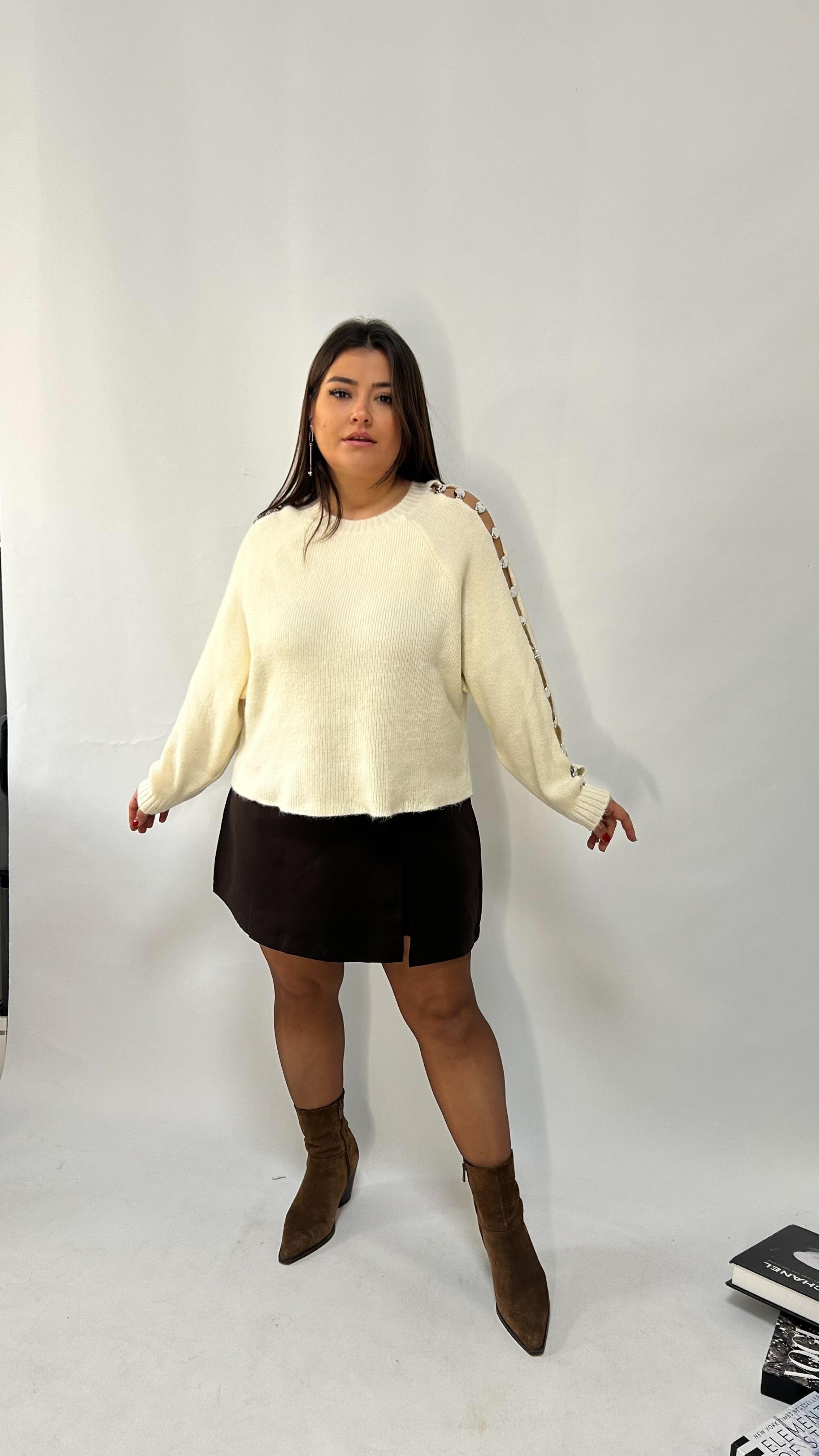 Acı Kahve Tek Yırtmaçlı Şort Etek