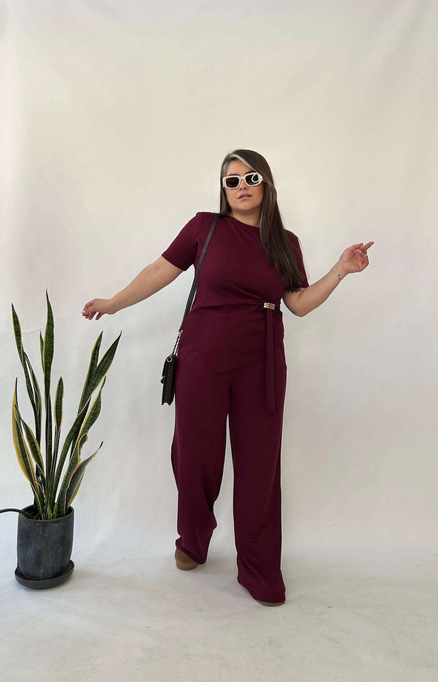 Bordo Modal Tokalı Takım 