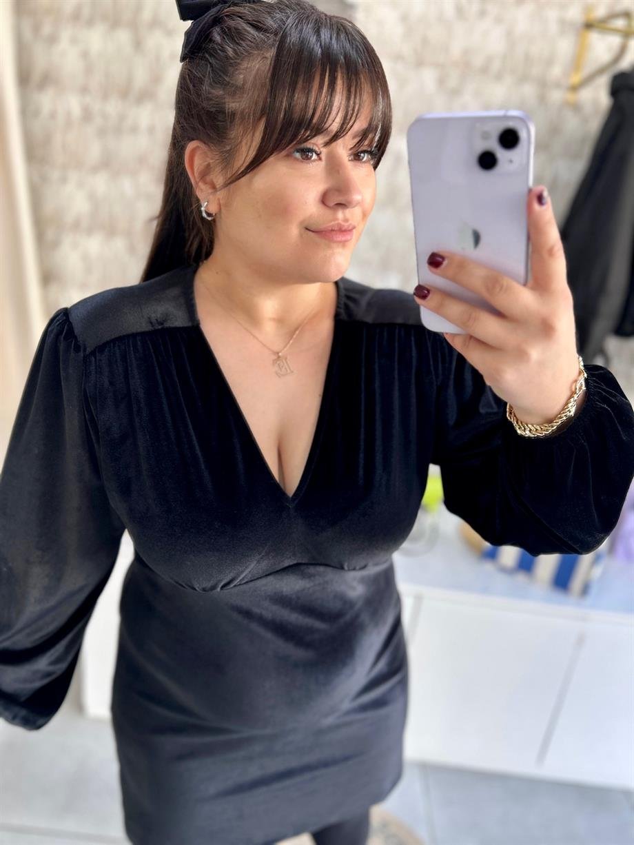 Kadife Kruvaze Elbise