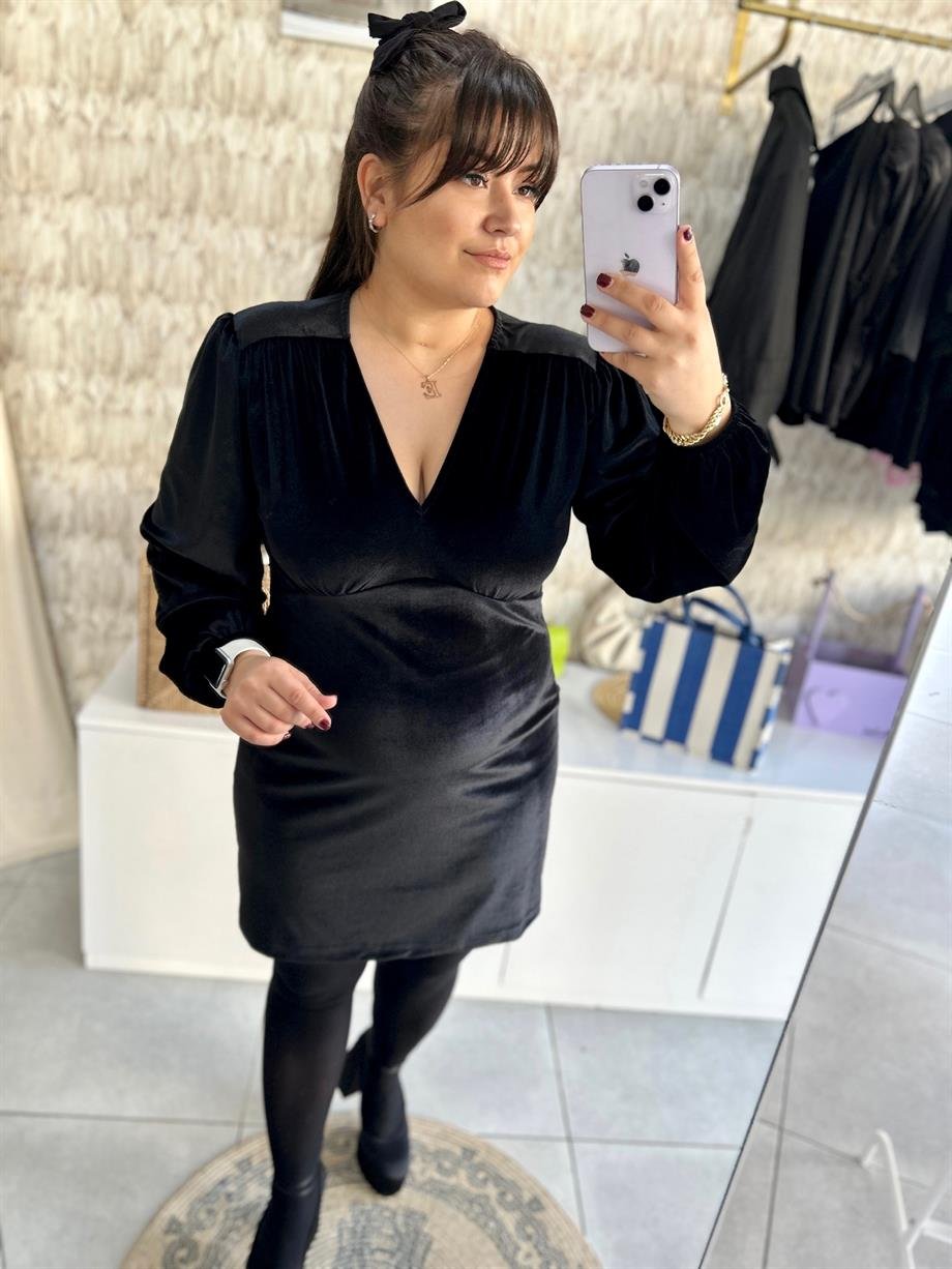 Kadife Kruvaze Elbise