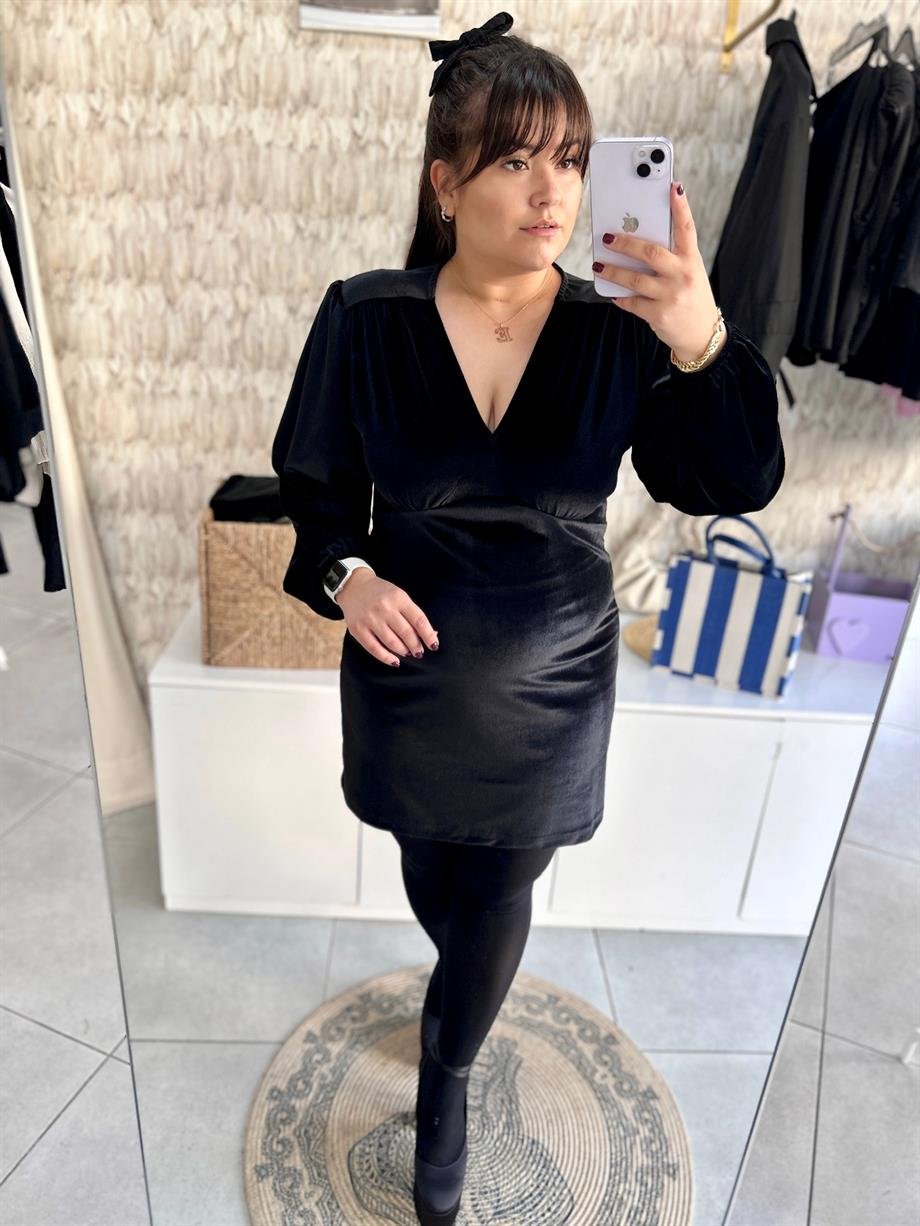 Kadife Kruvaze Elbise