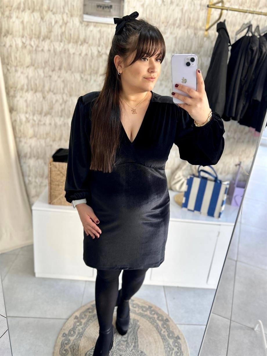 Kadife Kruvaze Elbise