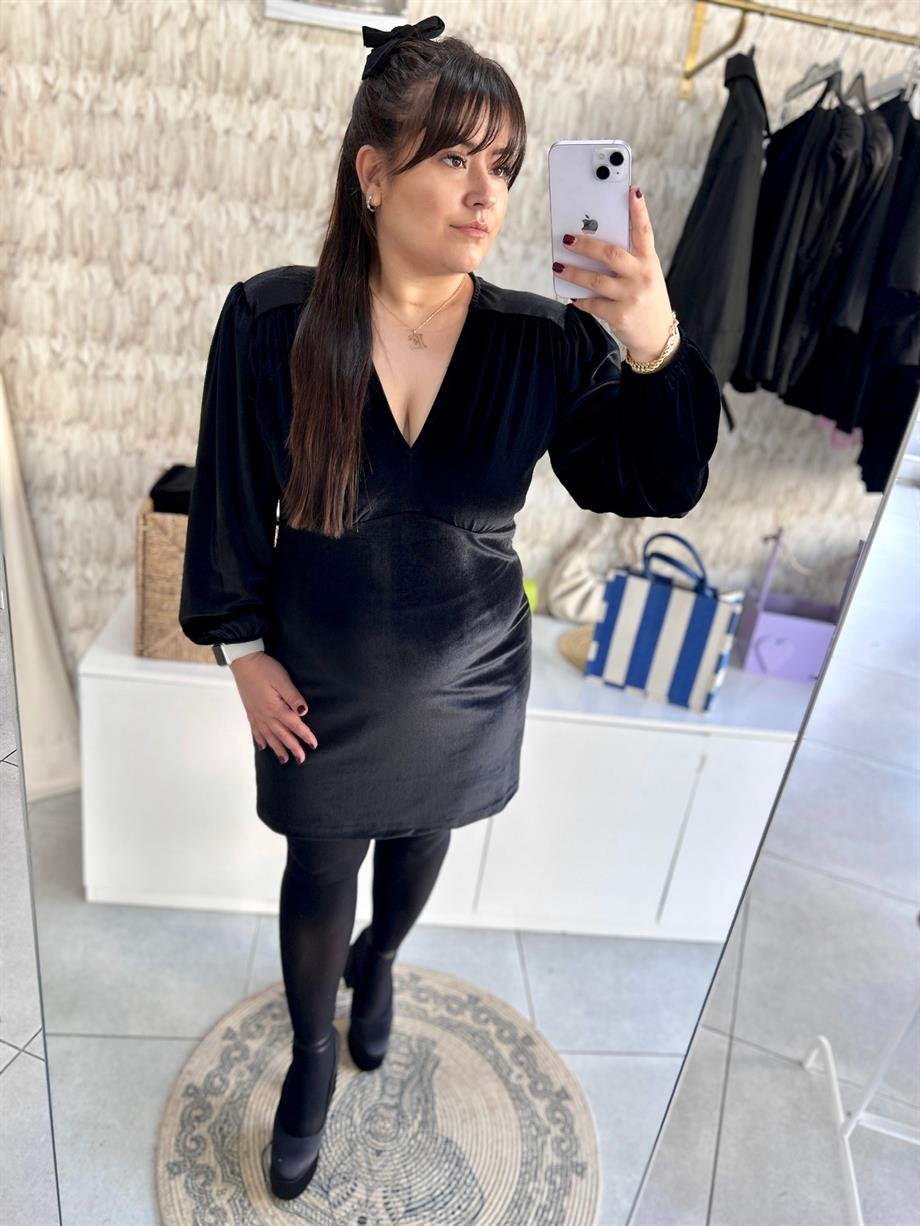 Kadife Kruvaze Elbise