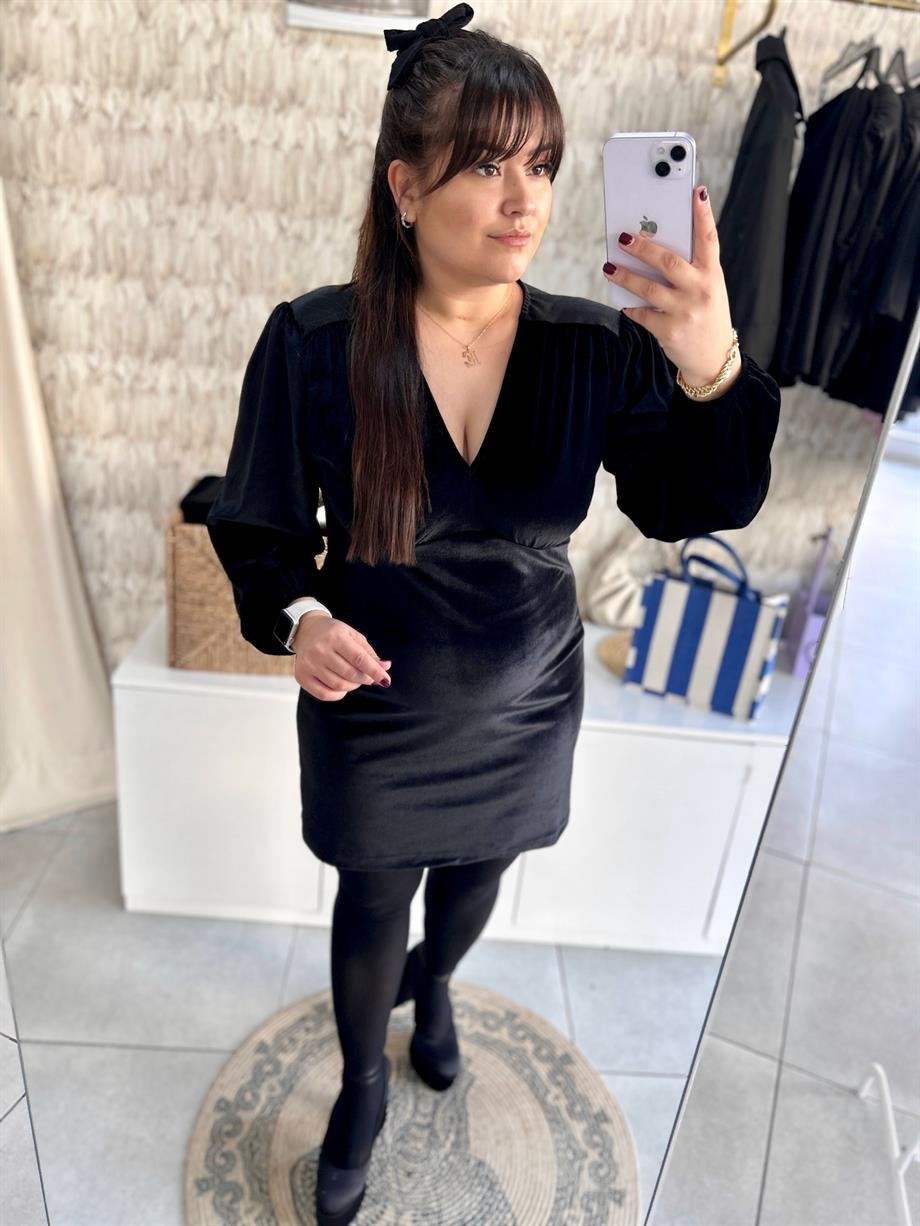 Kadife Kruvaze Elbise