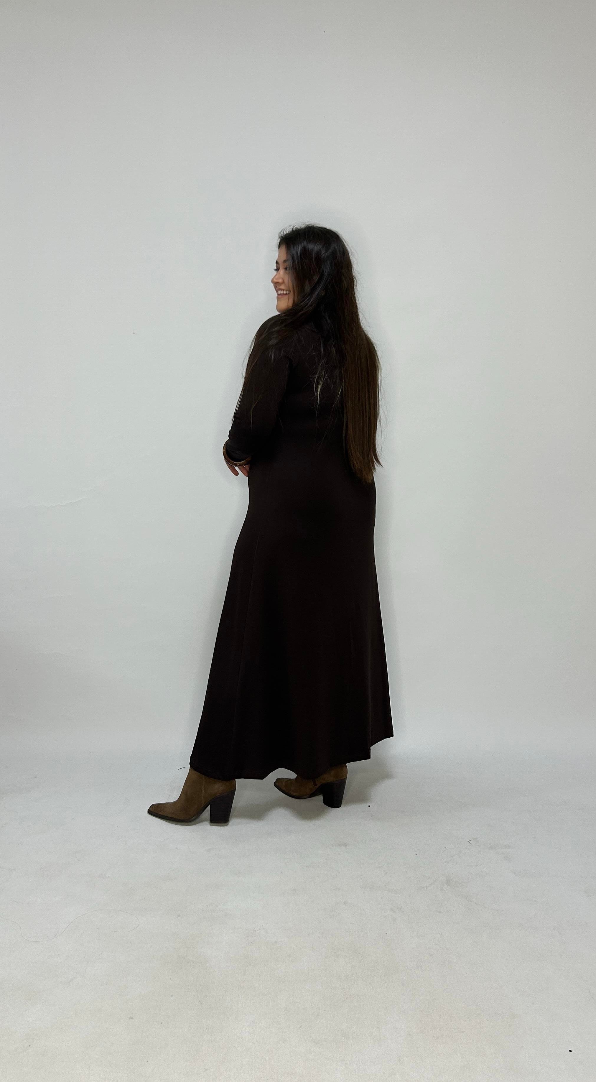 Kahve Fermuarlı Elbise