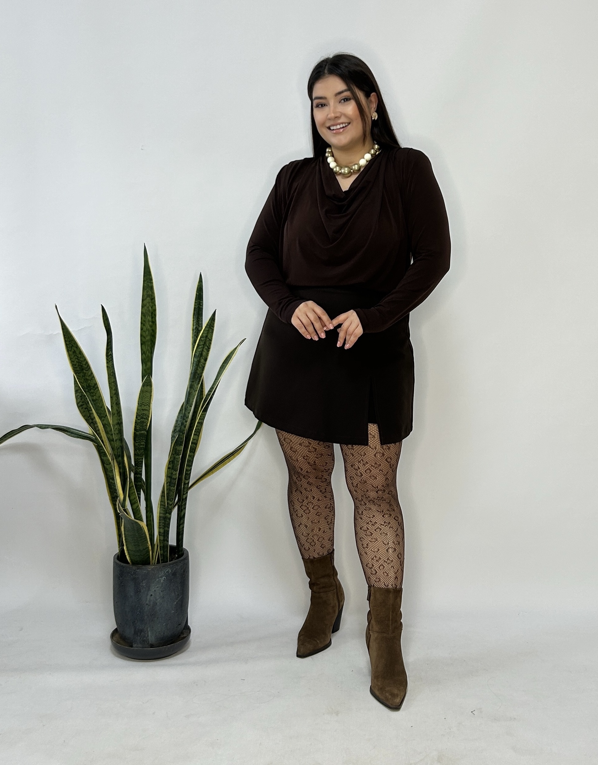 Kahve Vatkalı Degaje Bluz