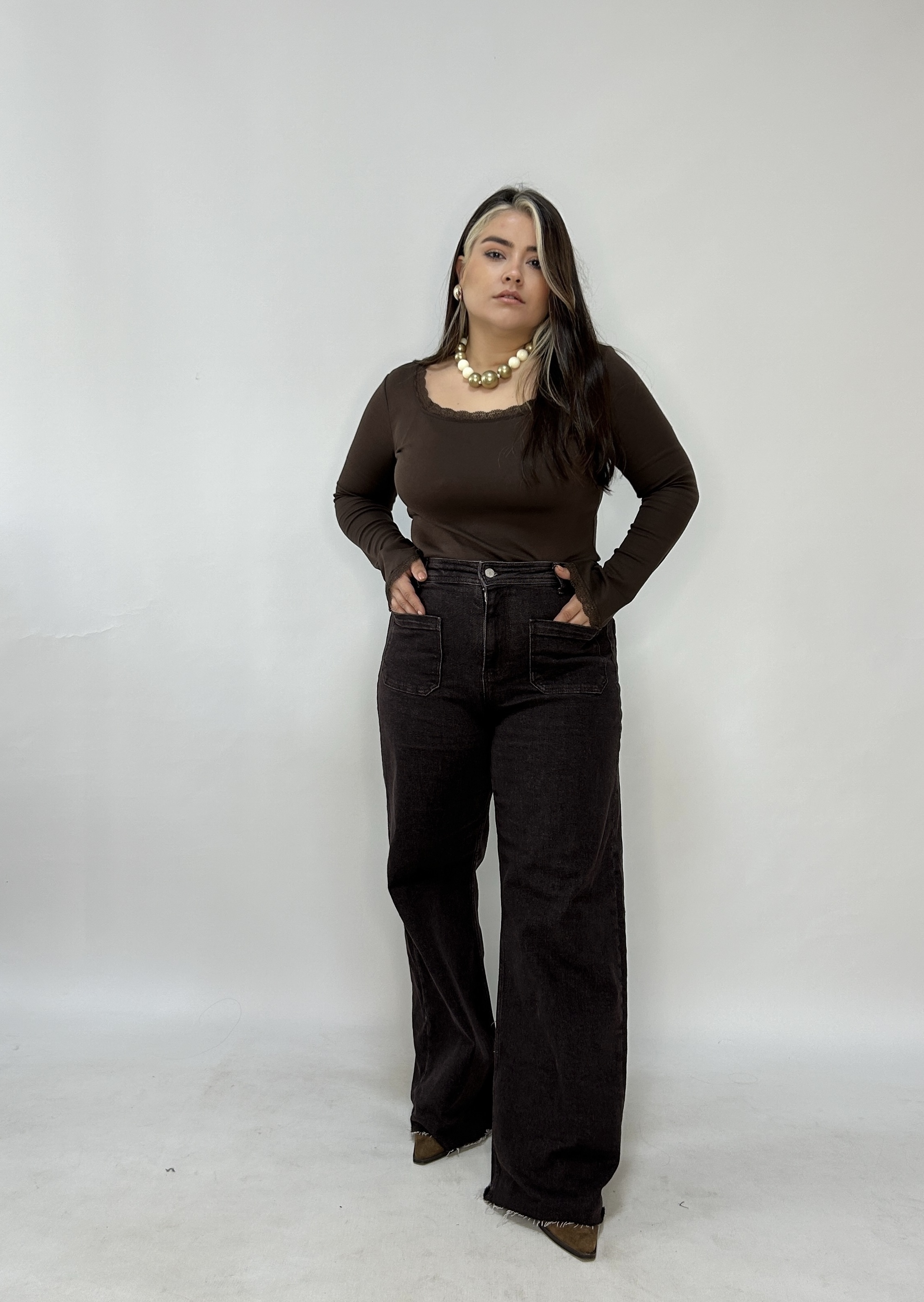 Kahverengi Cepli Jean 