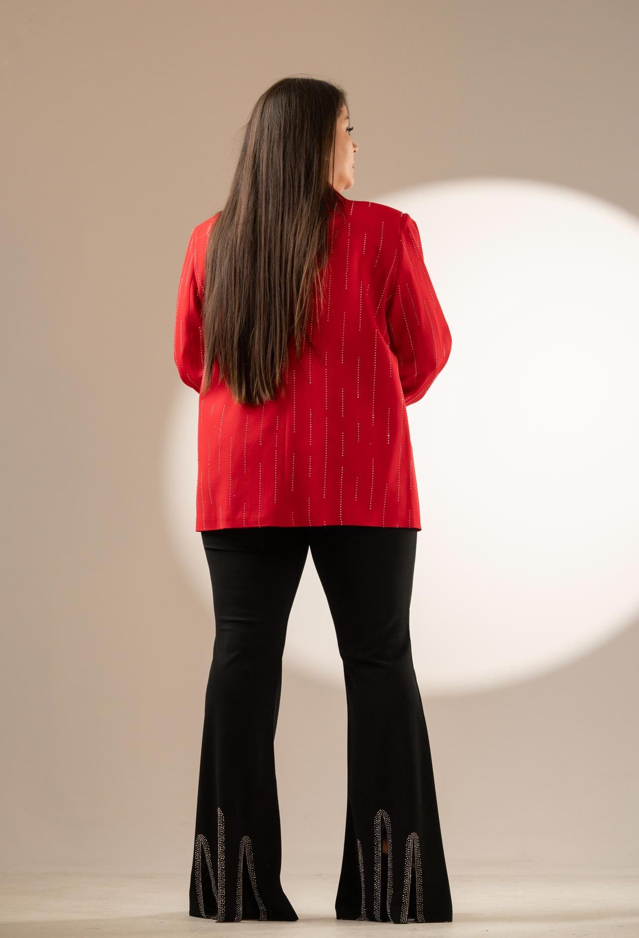 Kırmızı Taşlı Blazer Ceket