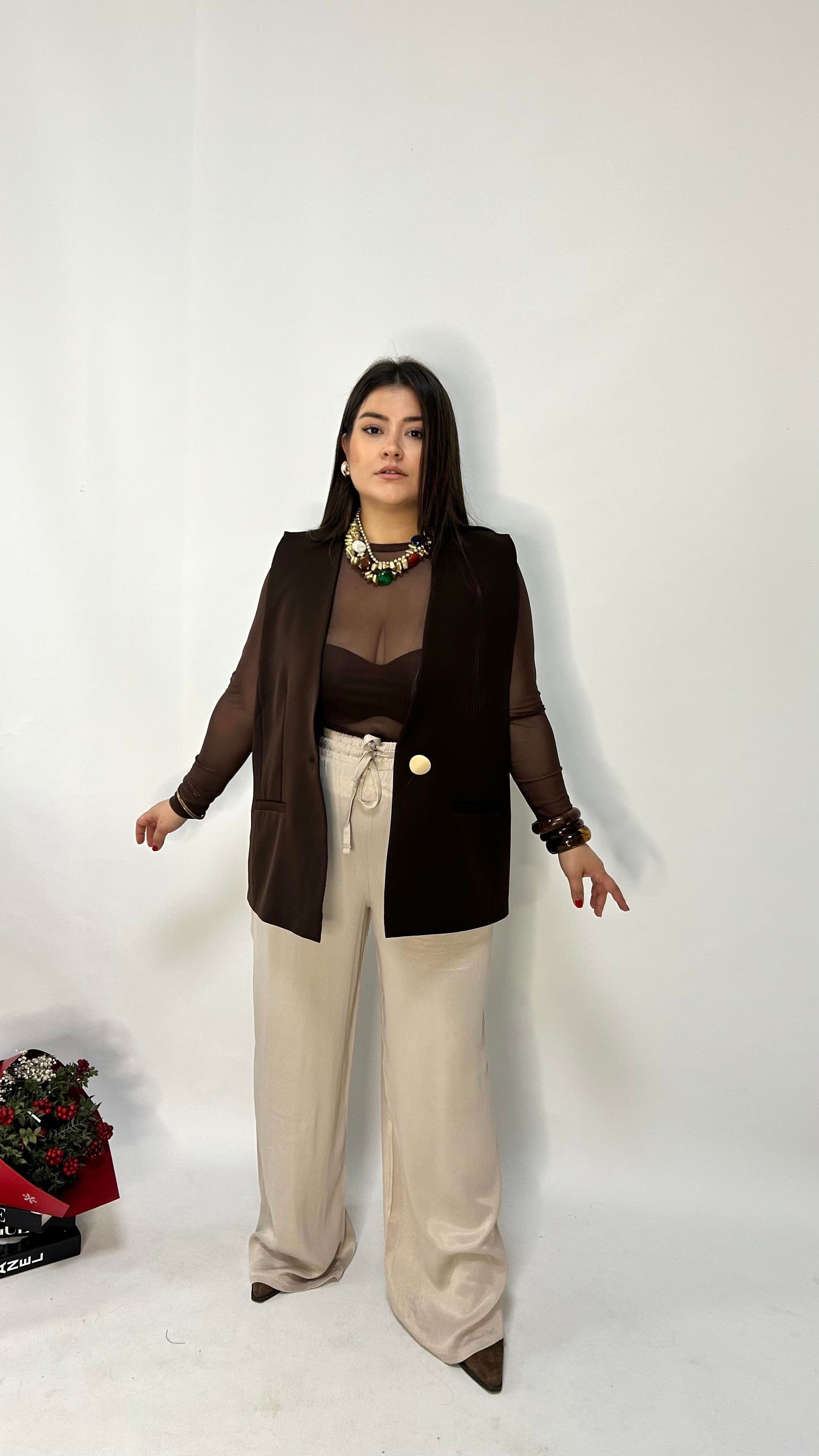 Krem  Pamuk Saten  Pantolon