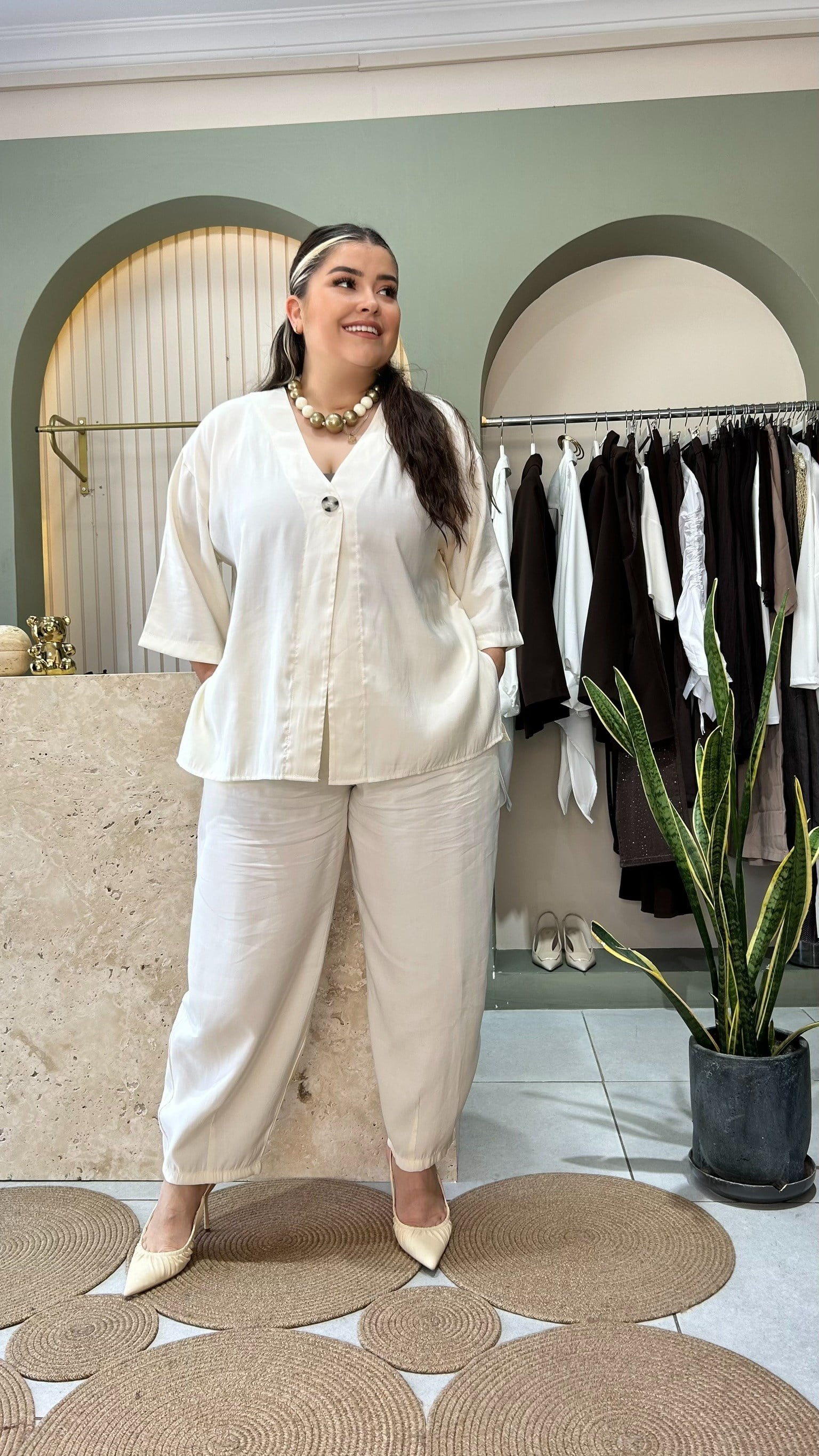 Krem Tencel Takım