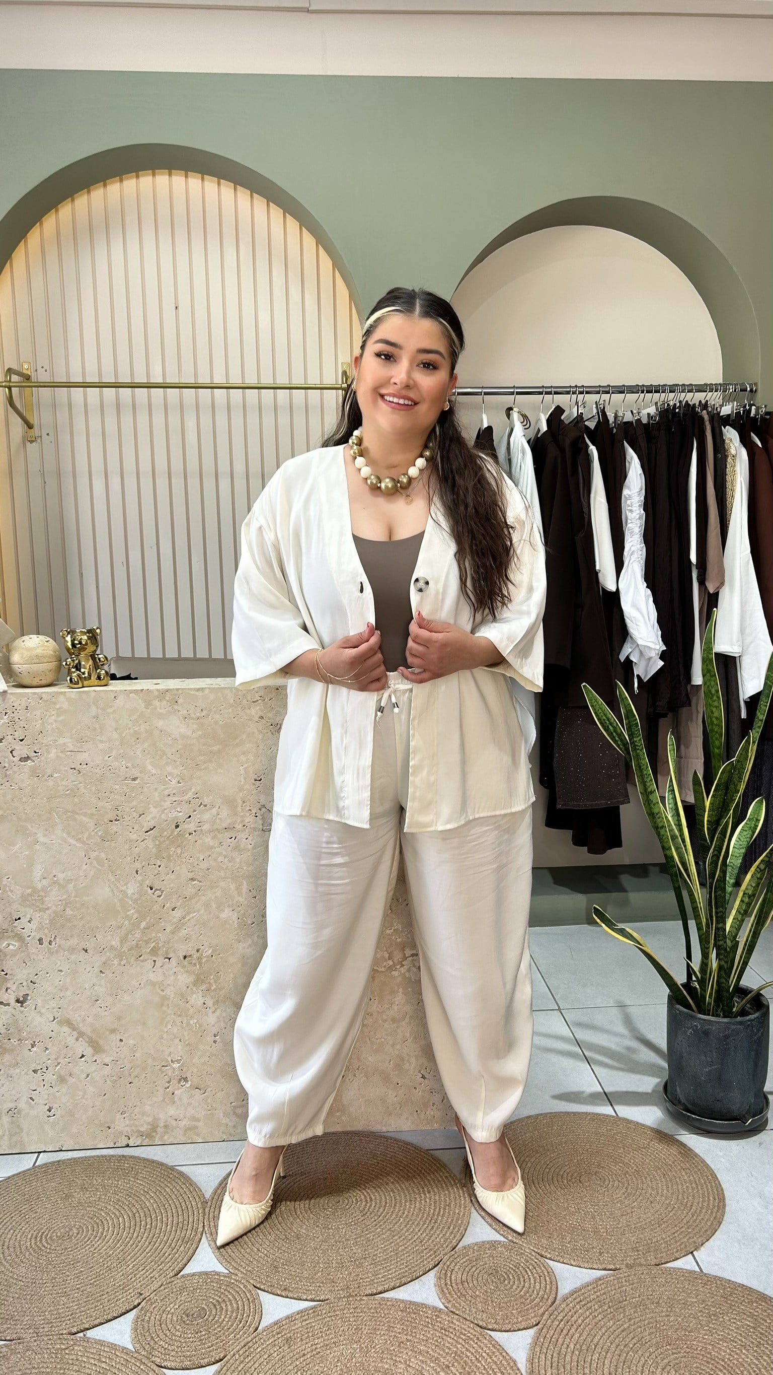 Krem Tencel Takım
